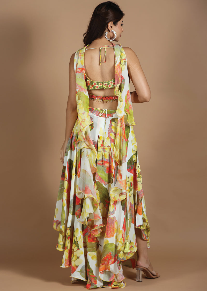 Natural Crepe Fabric for Indo-Western Gowns - Panama MF136-353