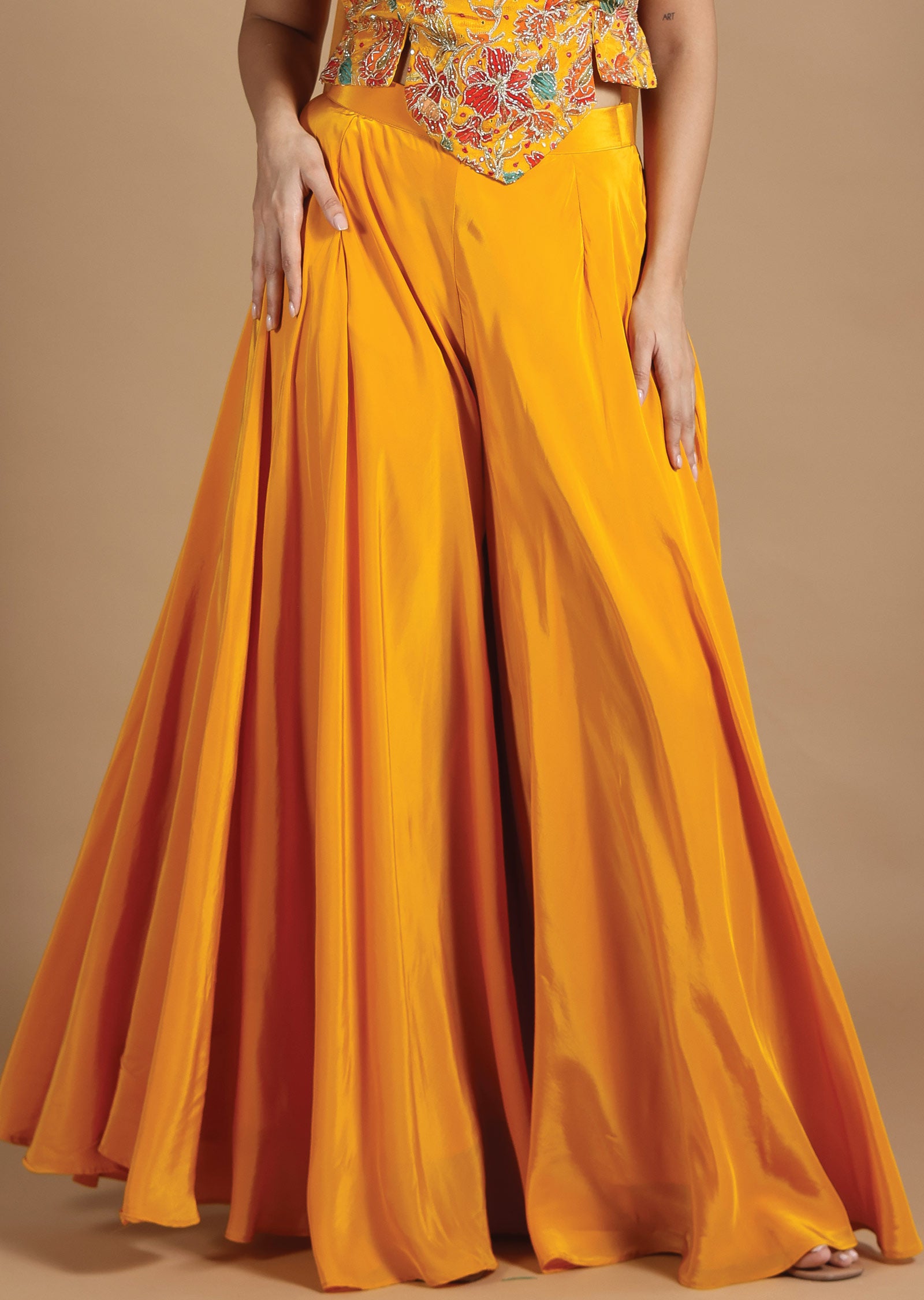 Mustard Chiffon Fusion/Indo-Western