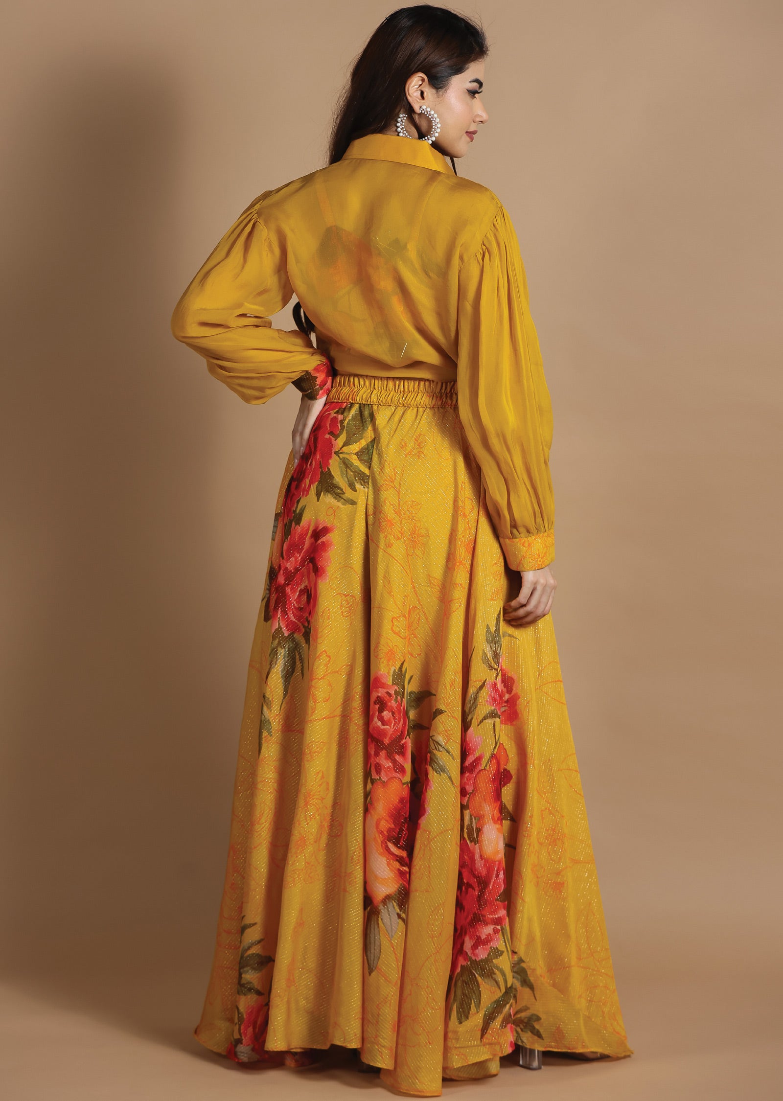 Mustard Organza Fusion/Indo-Western