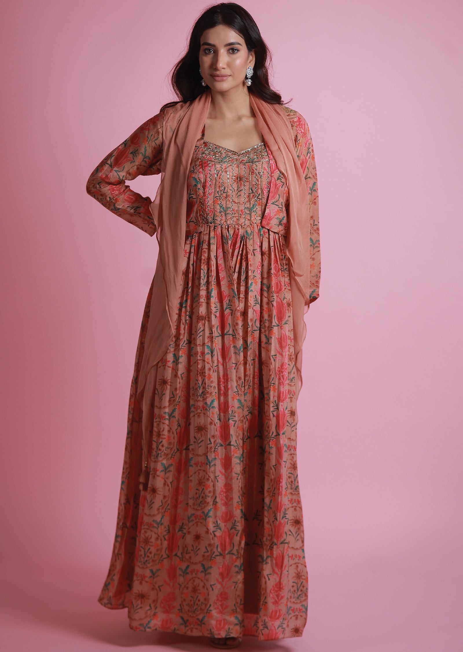 Rust Tissue Silk Gown 