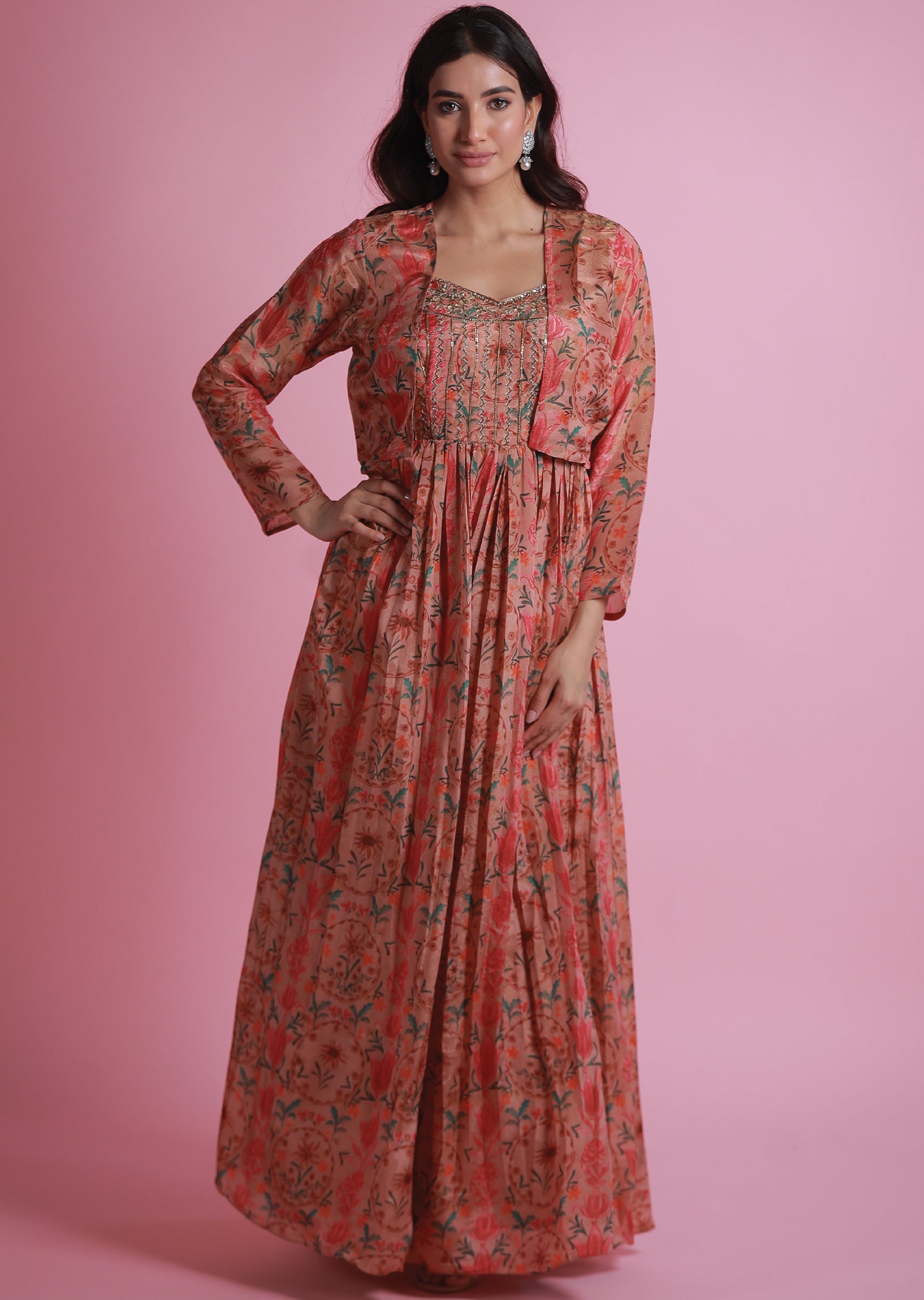 Rust Tissue Silk Gown 