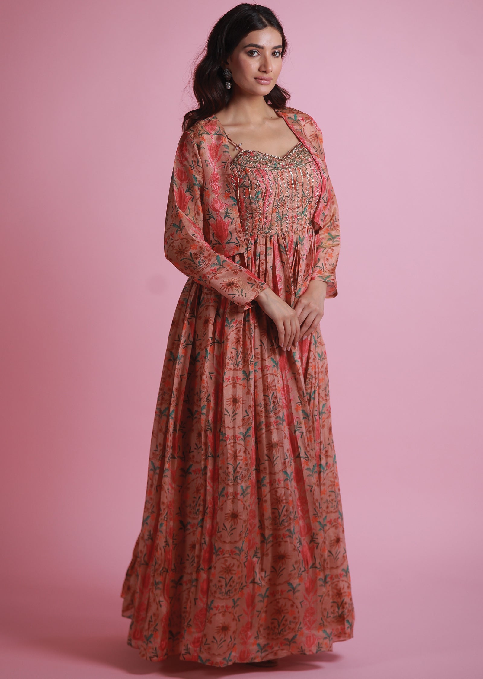 Rust Tissue Silk Gown 