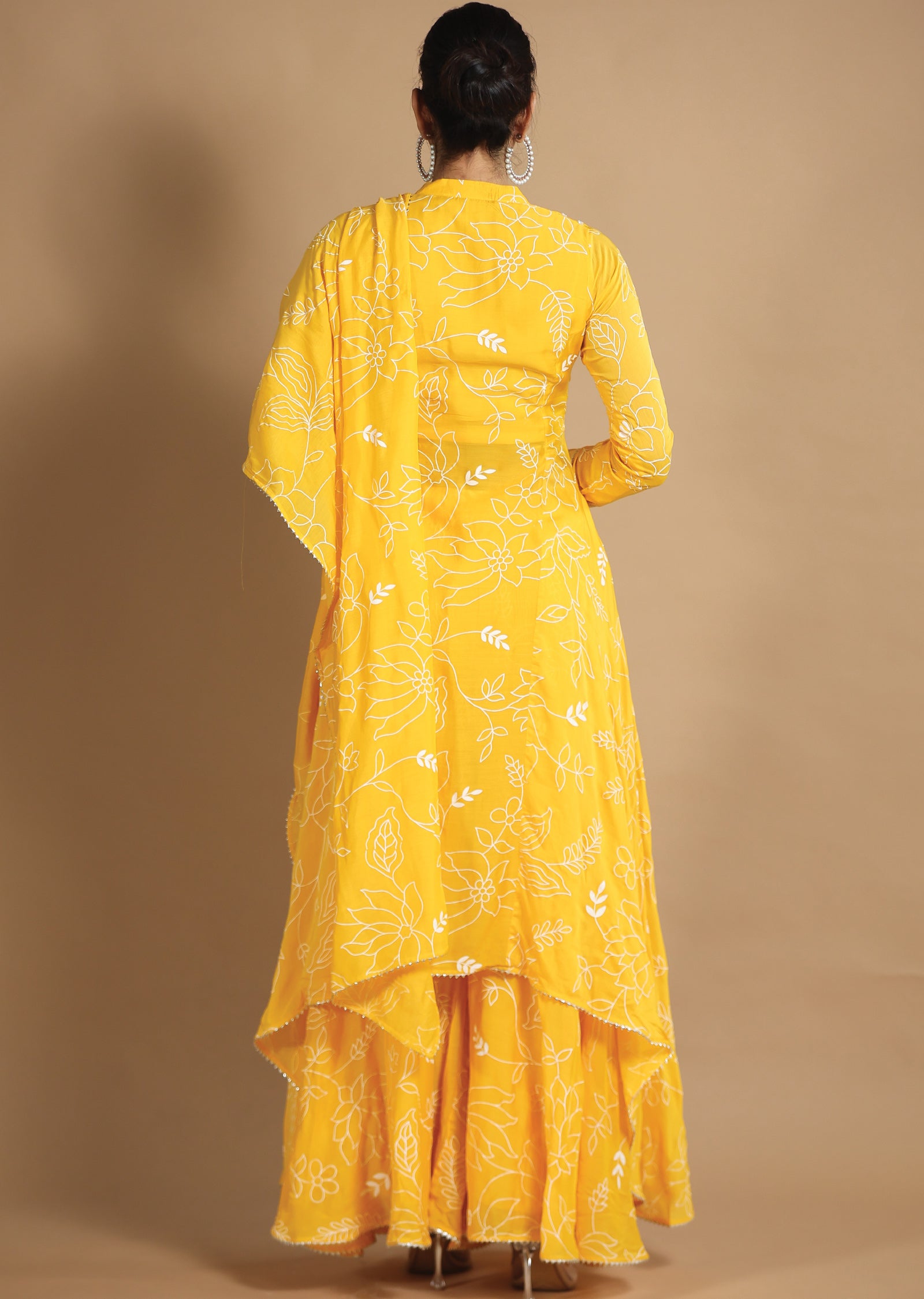 Yellow Muslin Chanderi Shararas/Ghararas