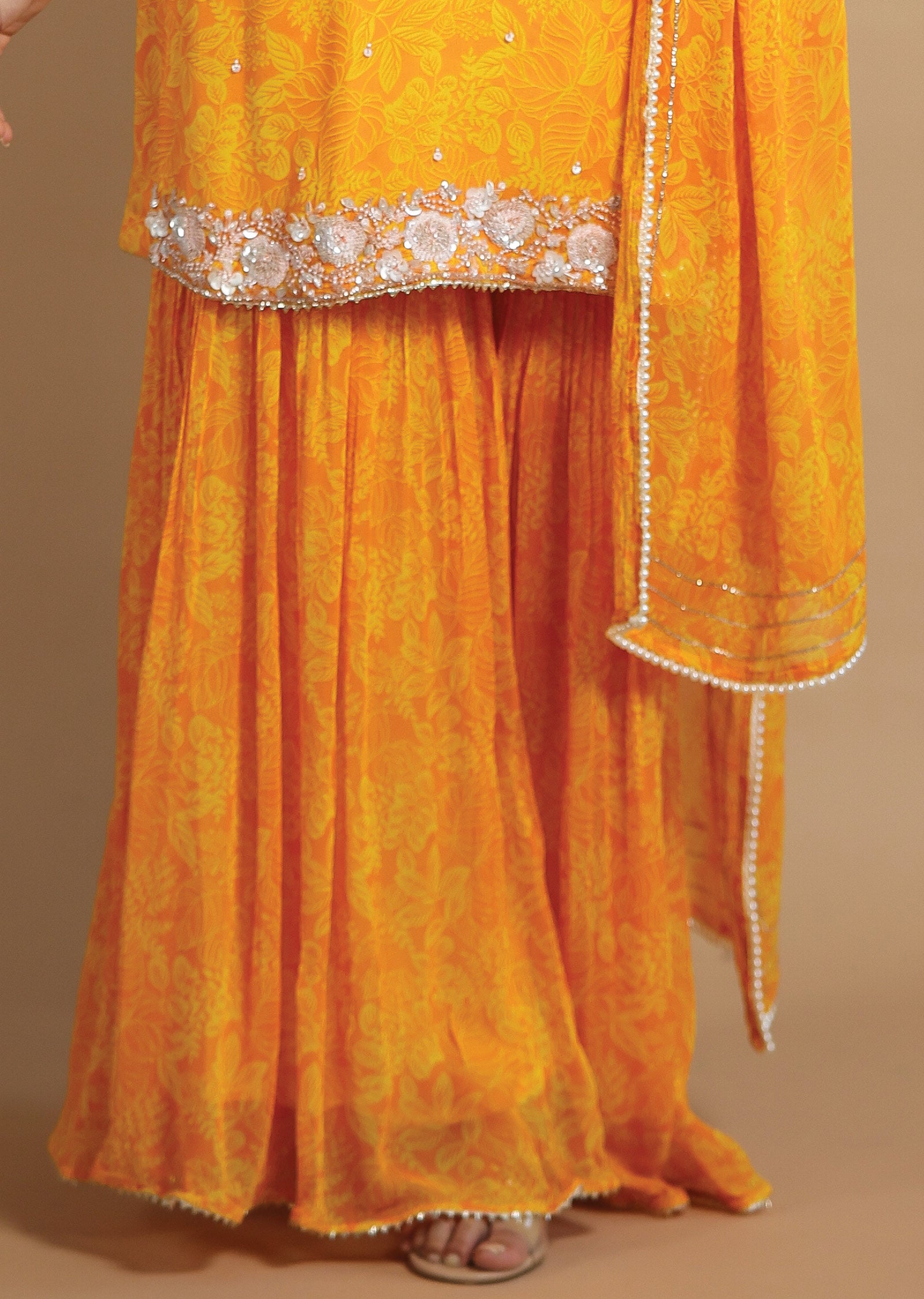 Yellow Georgette Shararas/Ghararas