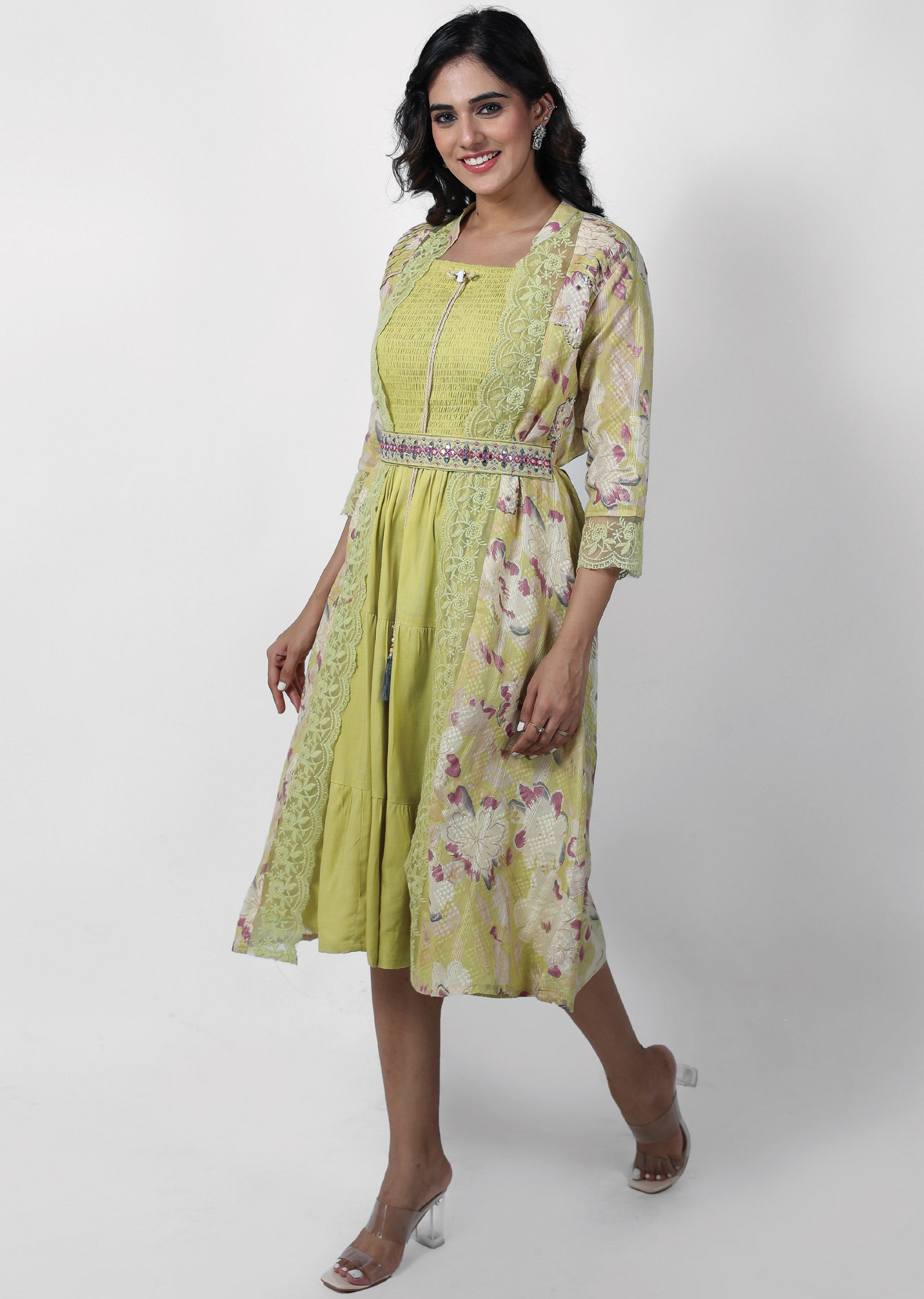 Dusty Green Cotton Kurti Frock Style