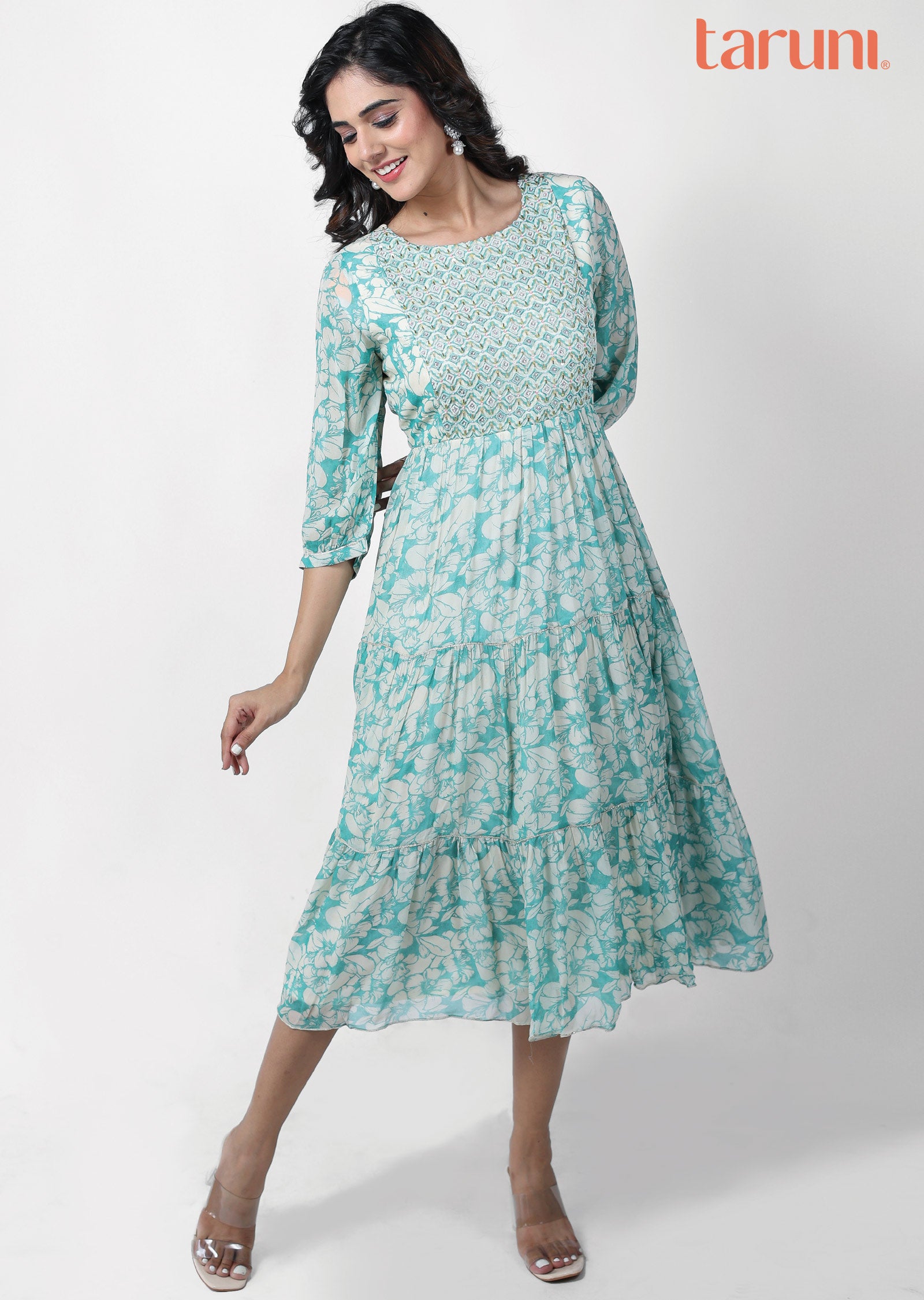 Sea Green Georgette Kurti Frock Style