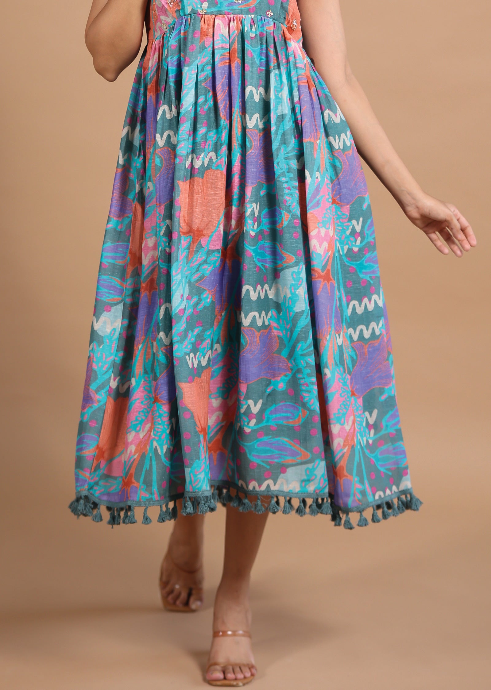 Multi Color Linen Silk Kurti Frock Style