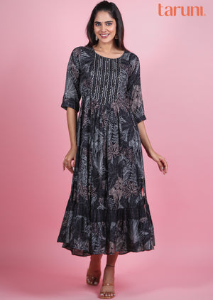 Black Muslin Kurti Frock Style