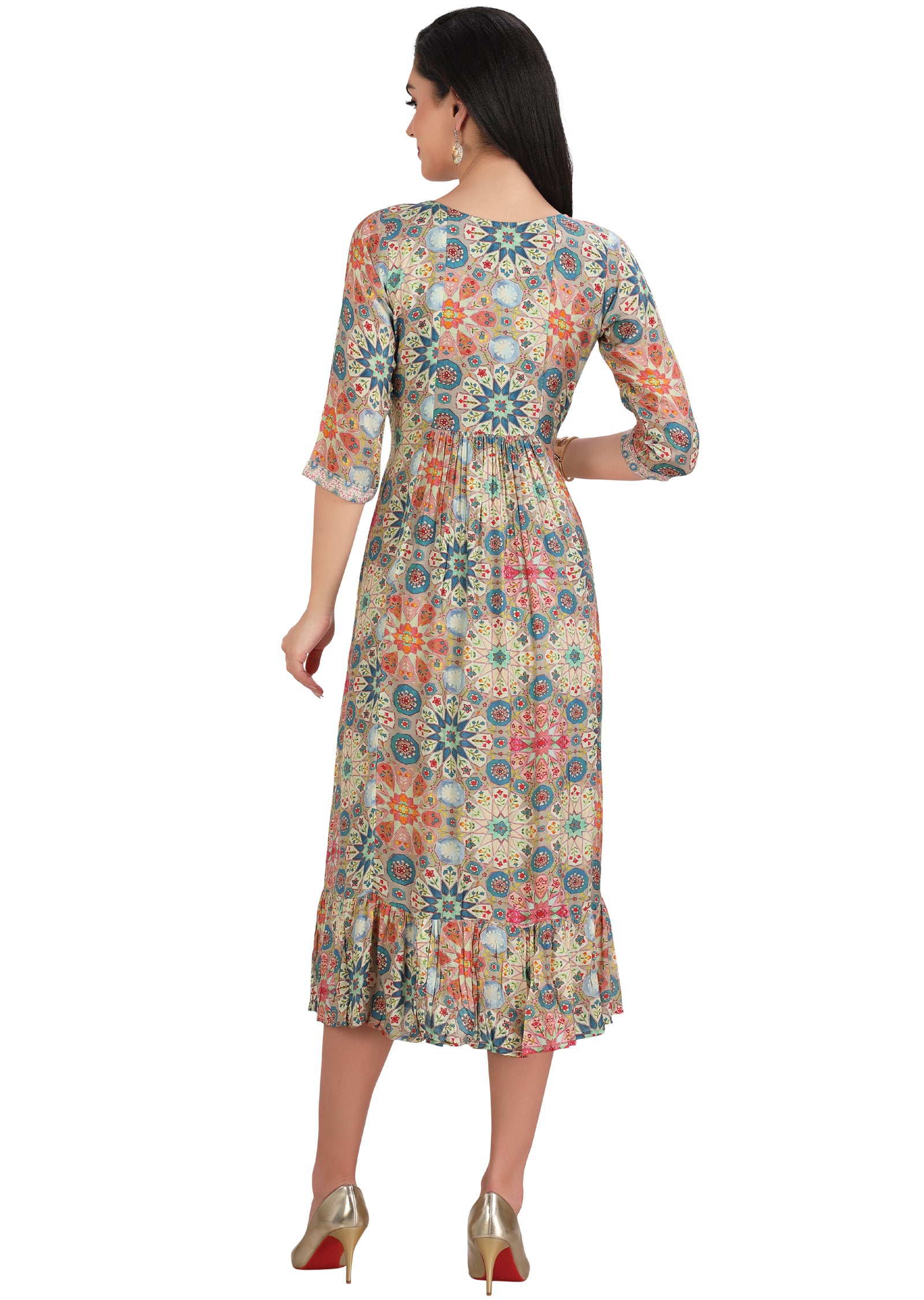 Multicolor Muslin Kurti Frock Style