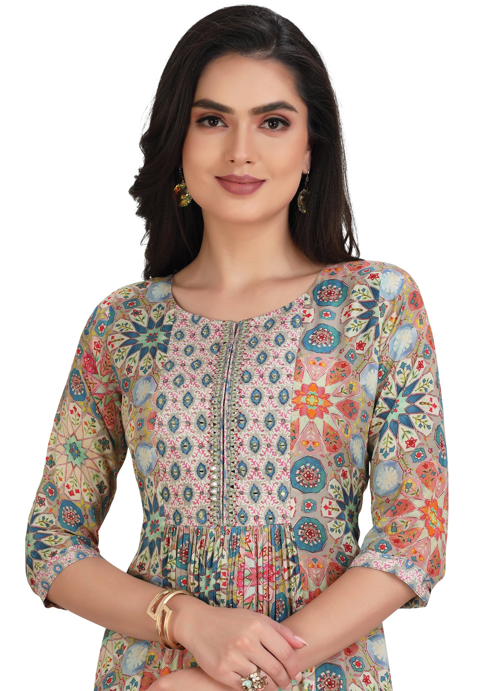 Multicolor Muslin Kurti Frock Style