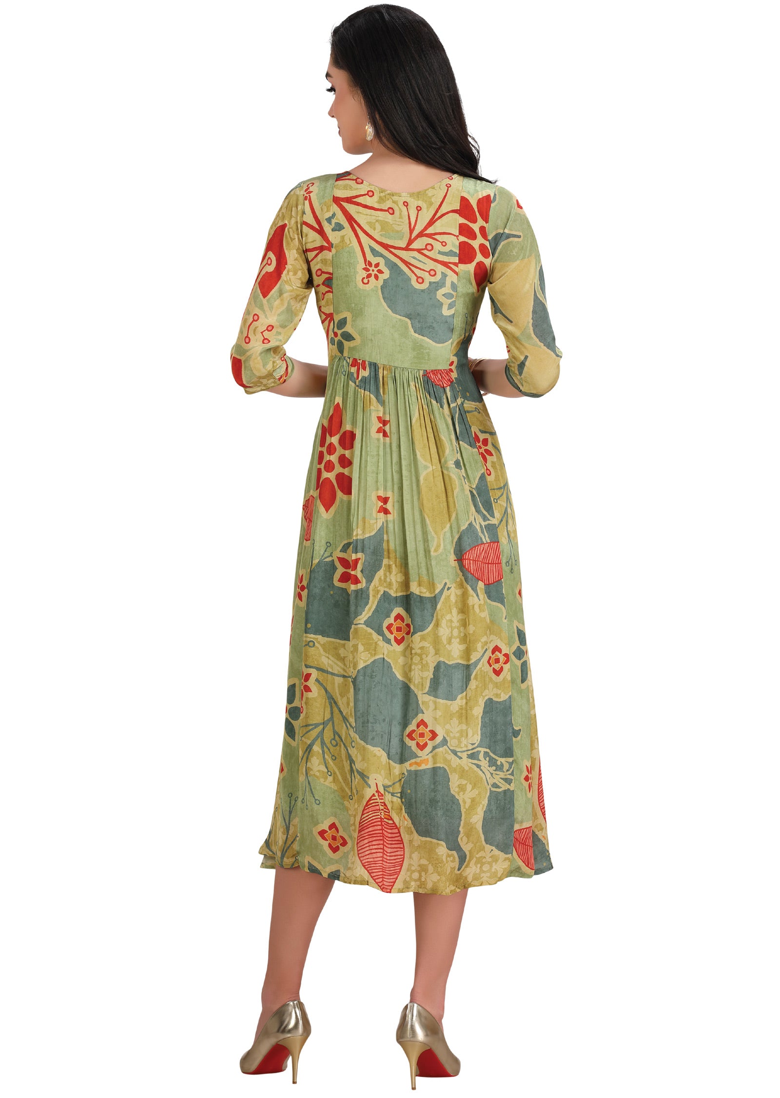 Light Green Crepe Kurti Frock Style