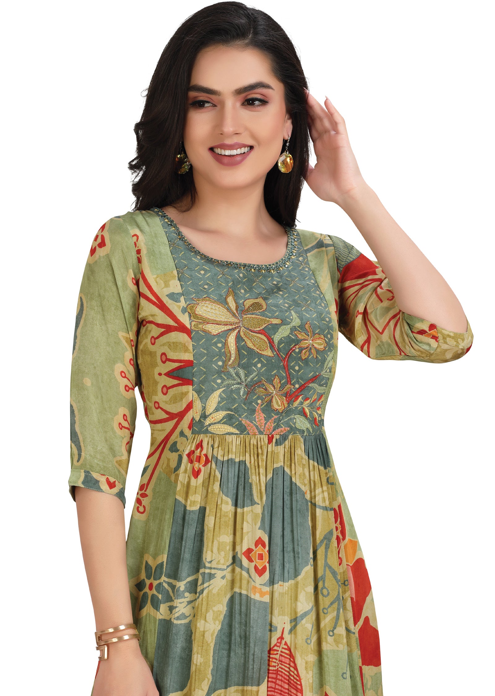 Light Green Crepe Kurti Frock Style