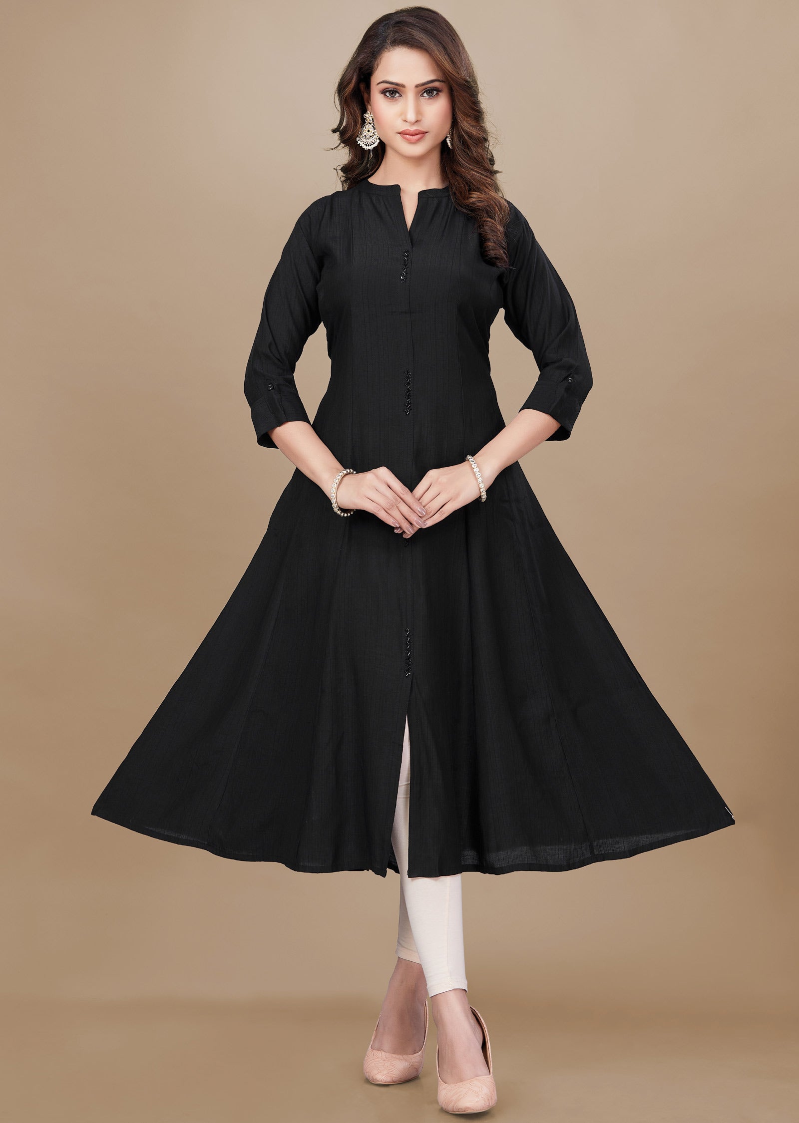 Black Soft Silk Kurti Frock Style