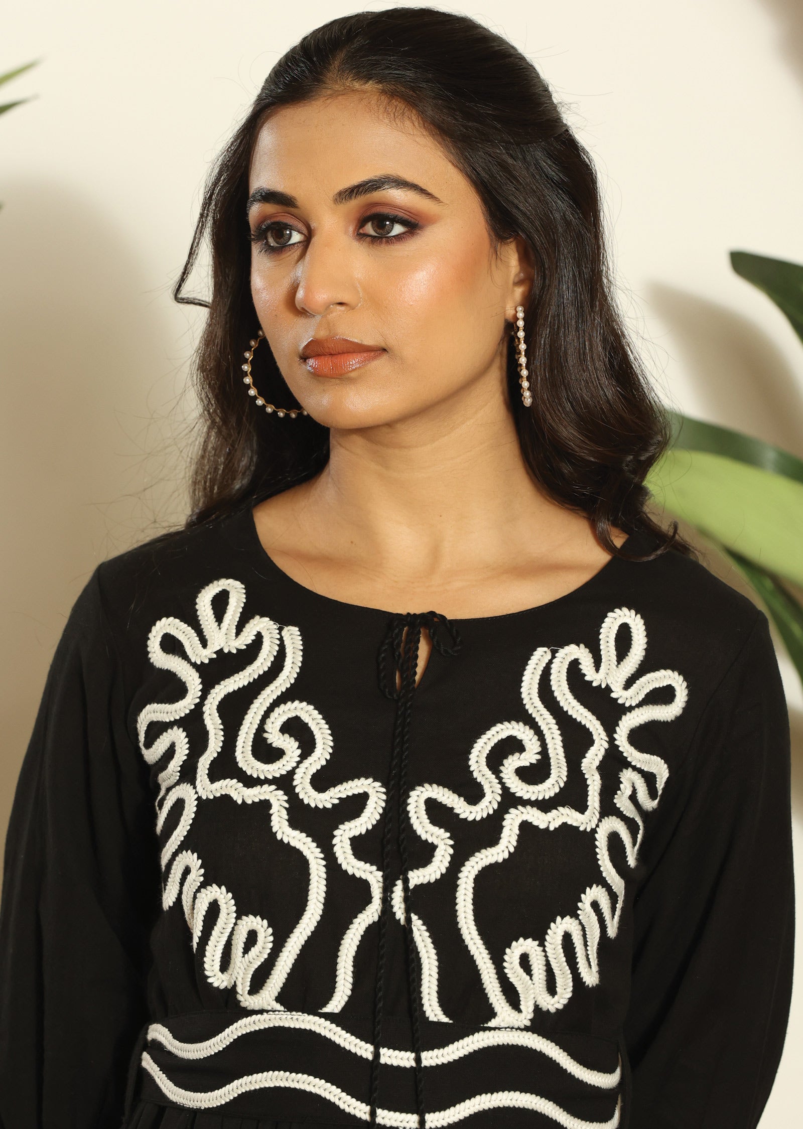 Black Cotton Midi Dress