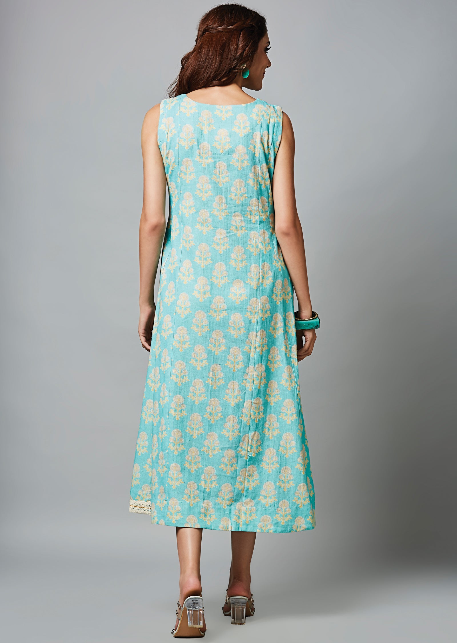 Sea Green Cotton Midi Dress