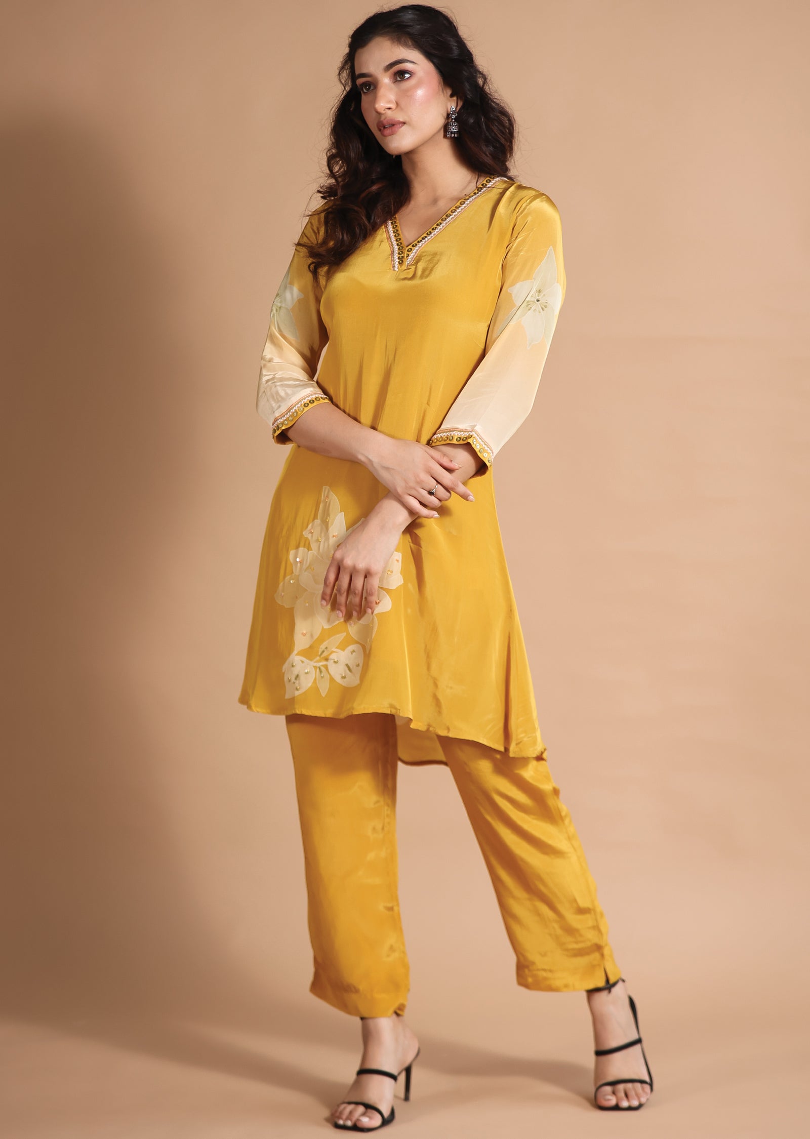 Mustard Crepe Co-Ord Set