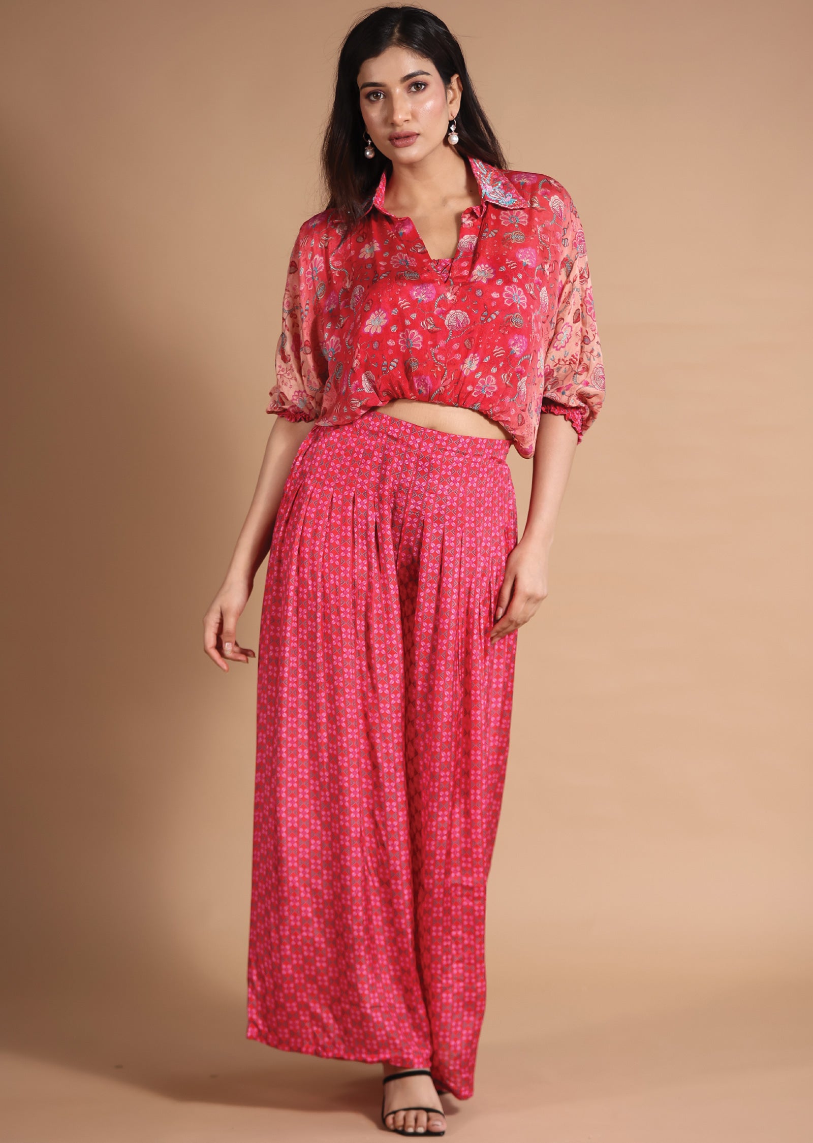 Rani Pink Chinnon/Muslin Co-Ord Set