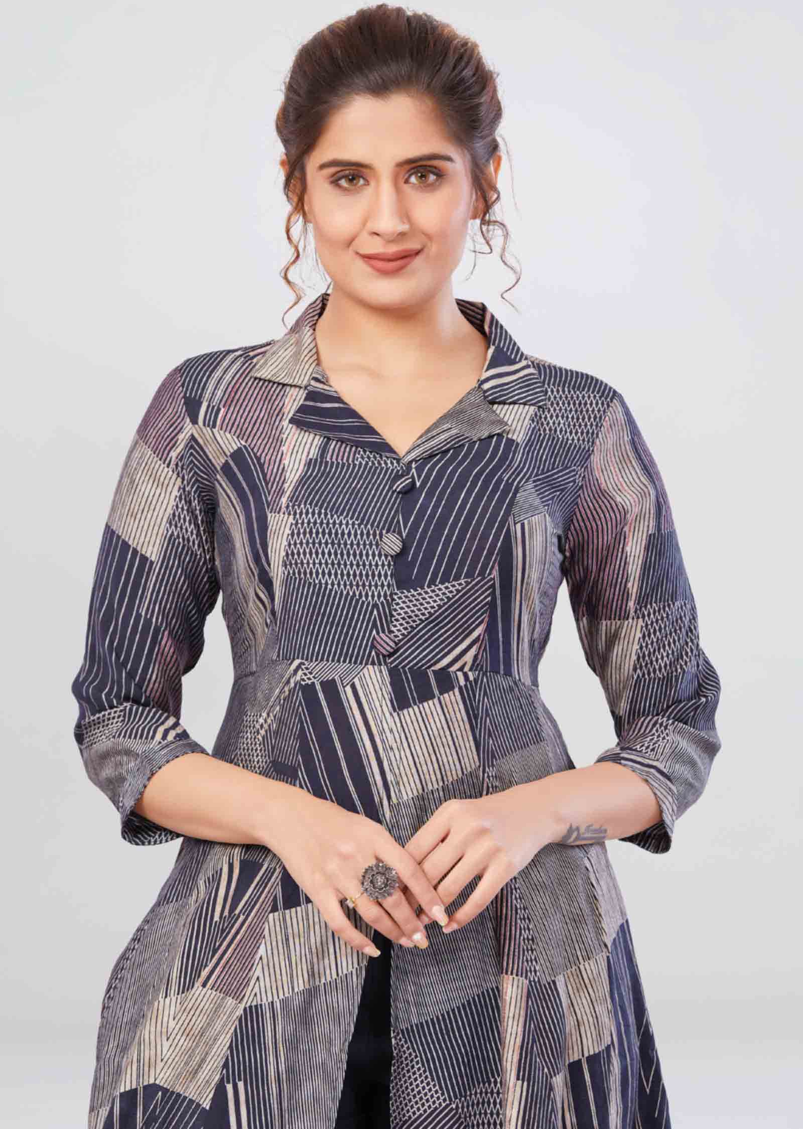 Black Muslin Printed Kurti Sets