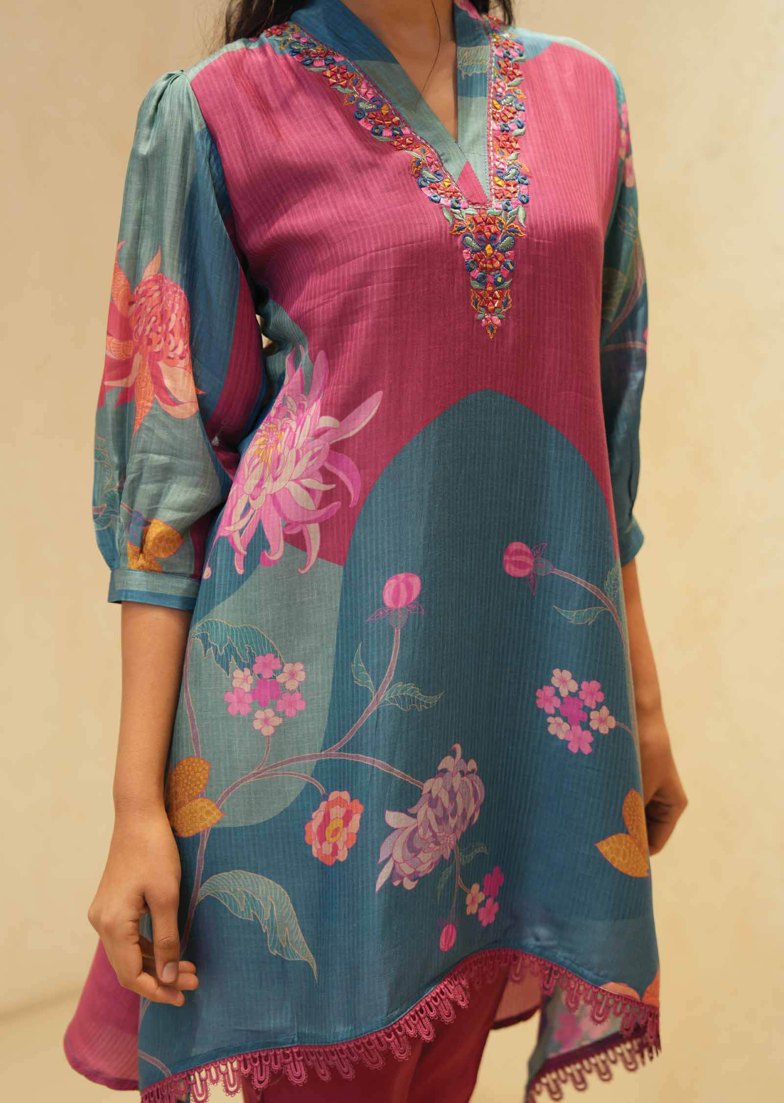 Magenta Muslin Kurti Sets