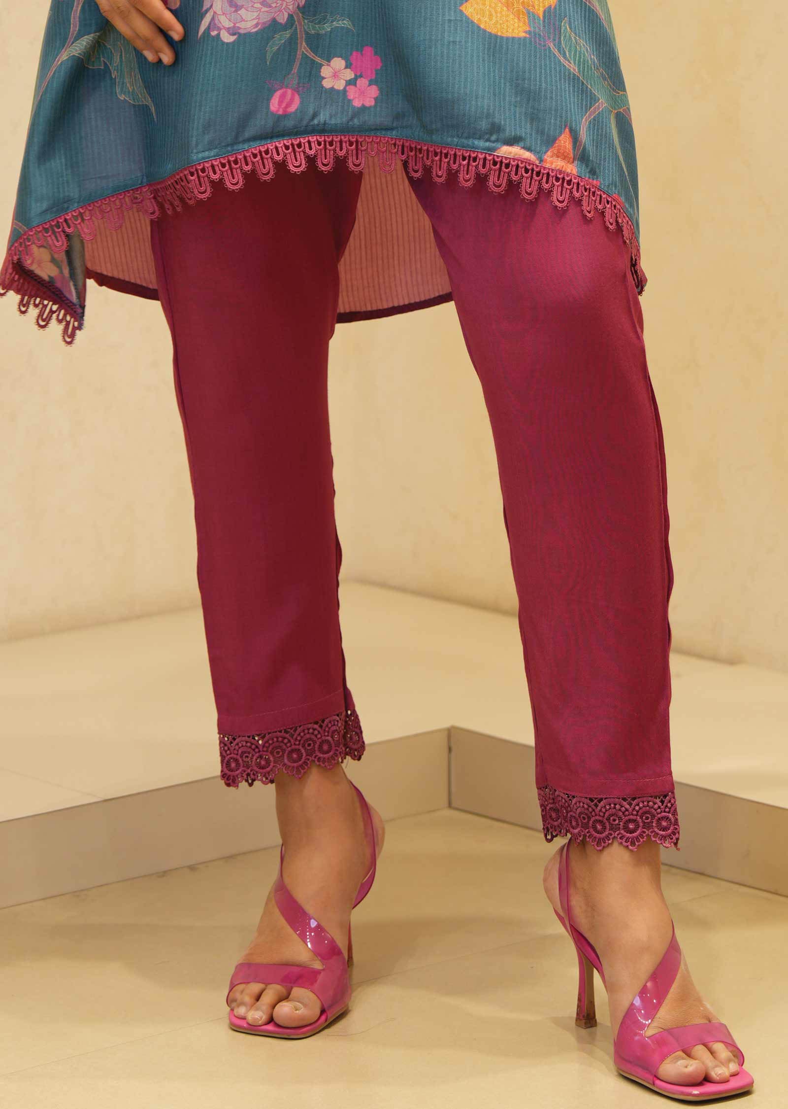 Magenta Muslin Kurti Sets