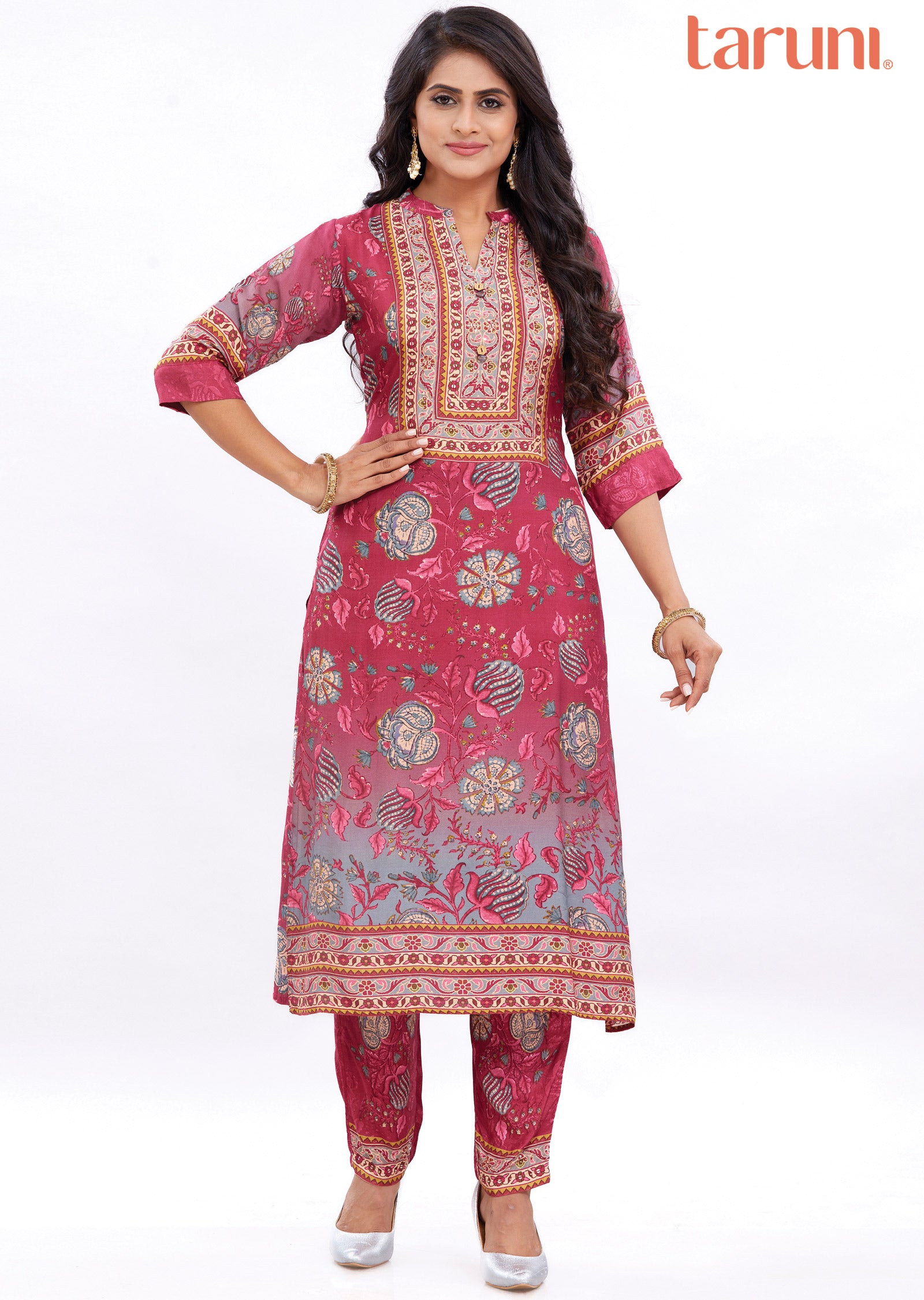 Magenta Muslin Kurti Sets