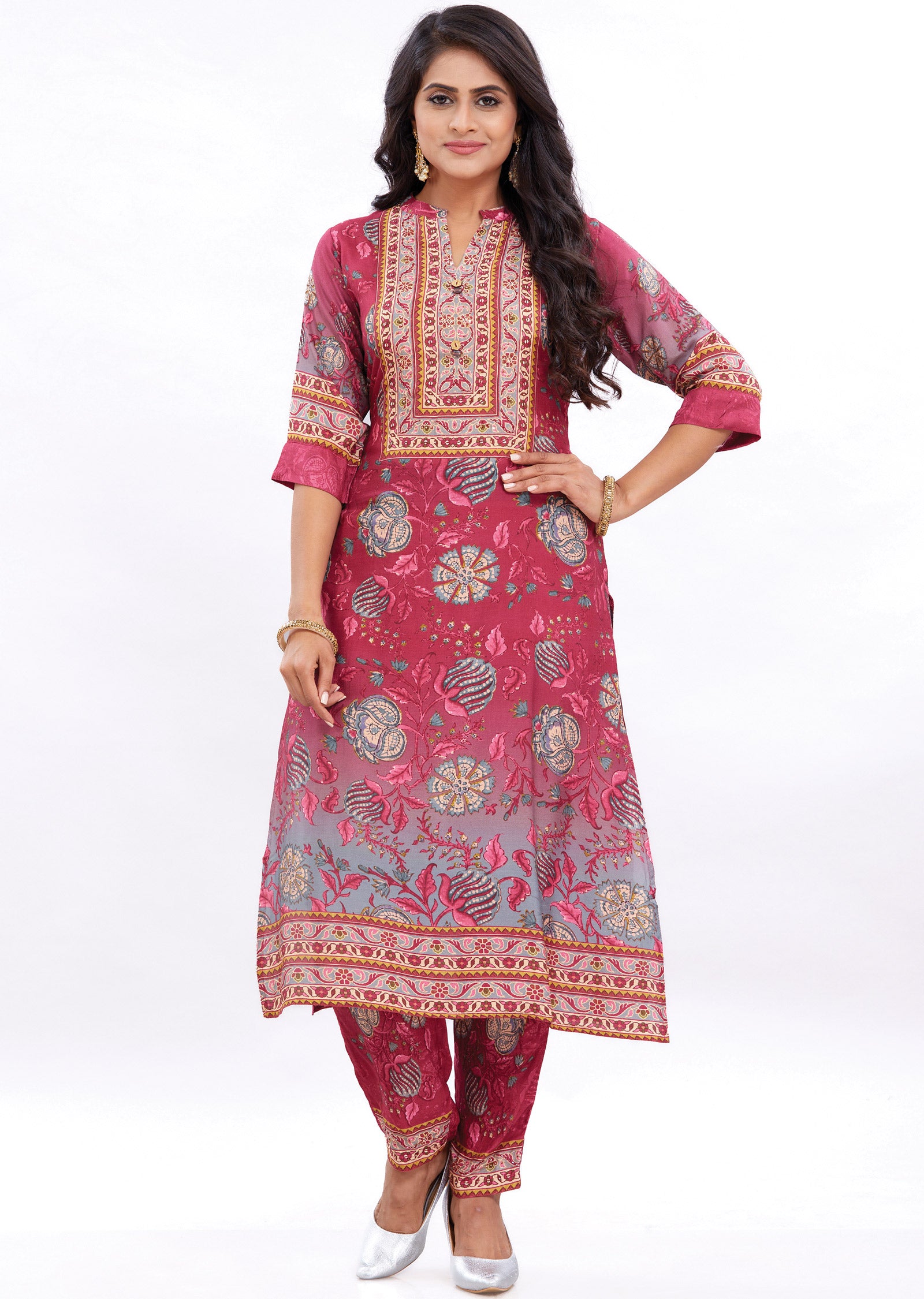 Magenta Muslin Kurti Sets