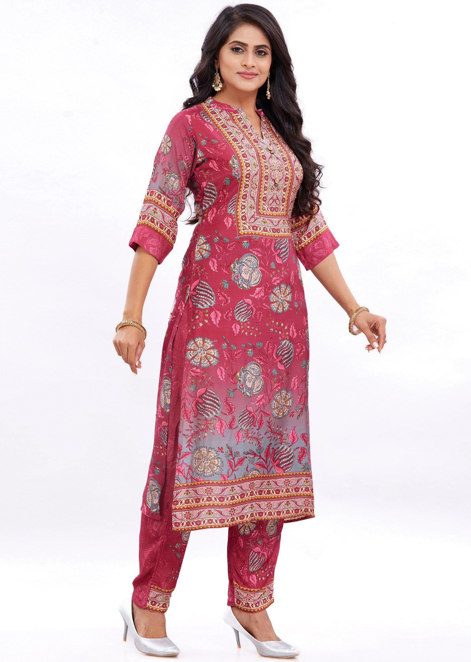 Magenta Muslin Kurti Sets