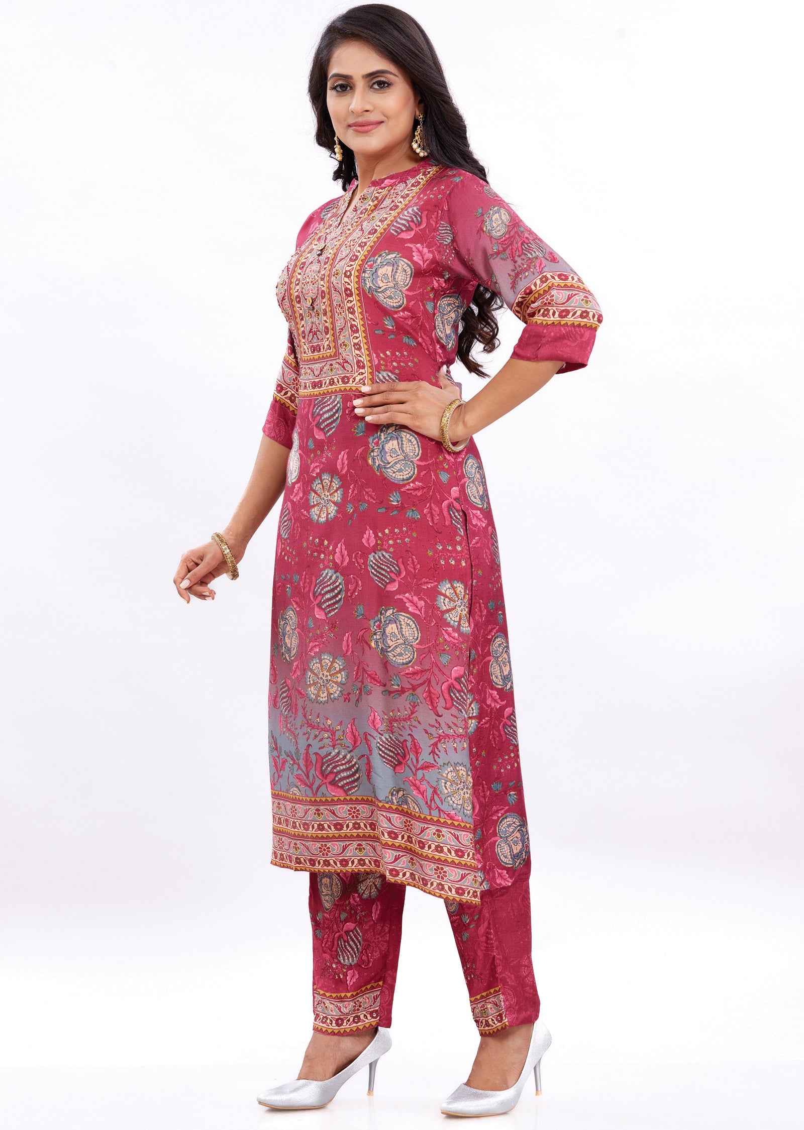 Magenta Muslin Kurti Sets