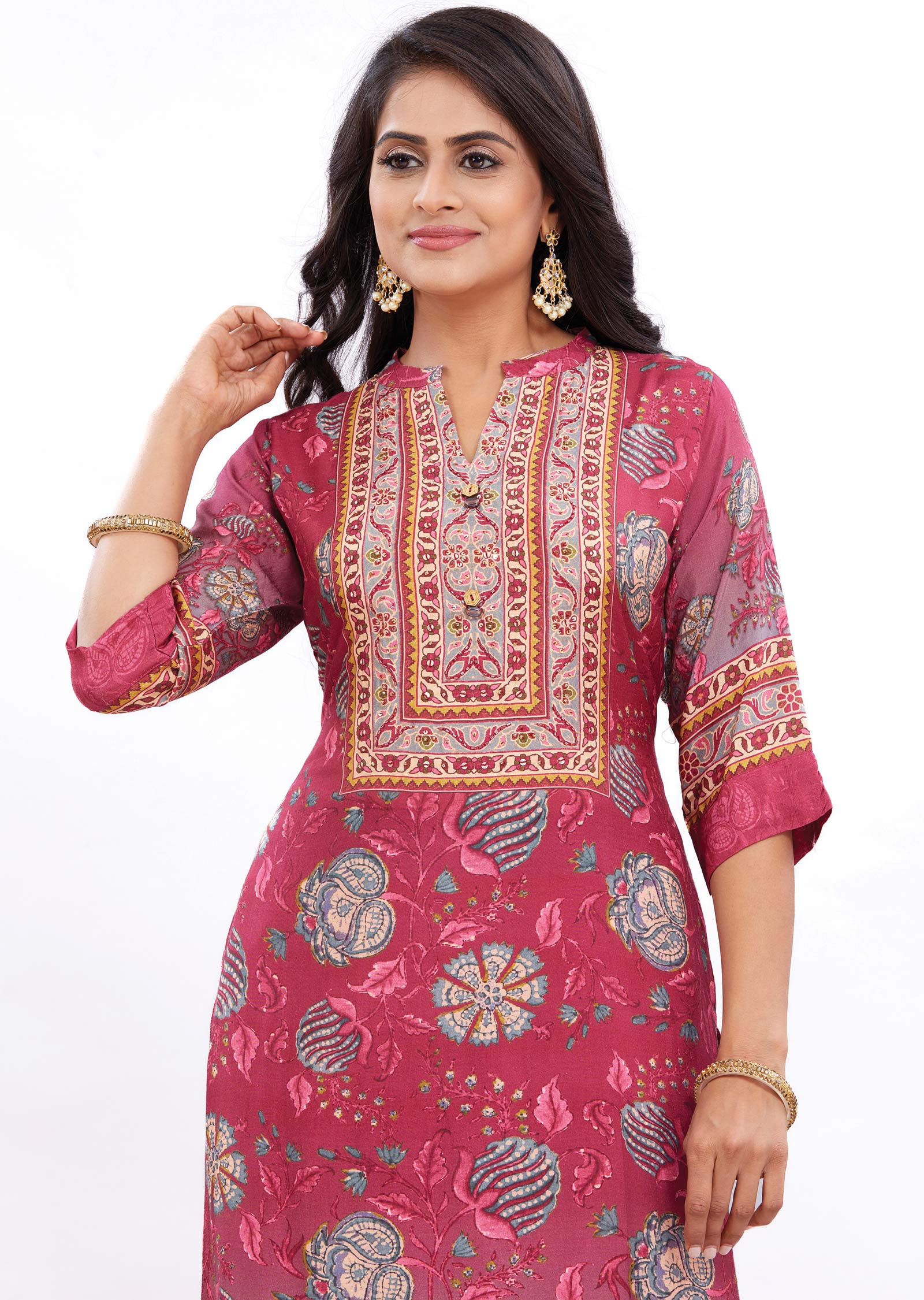 Magenta Muslin Kurti Sets