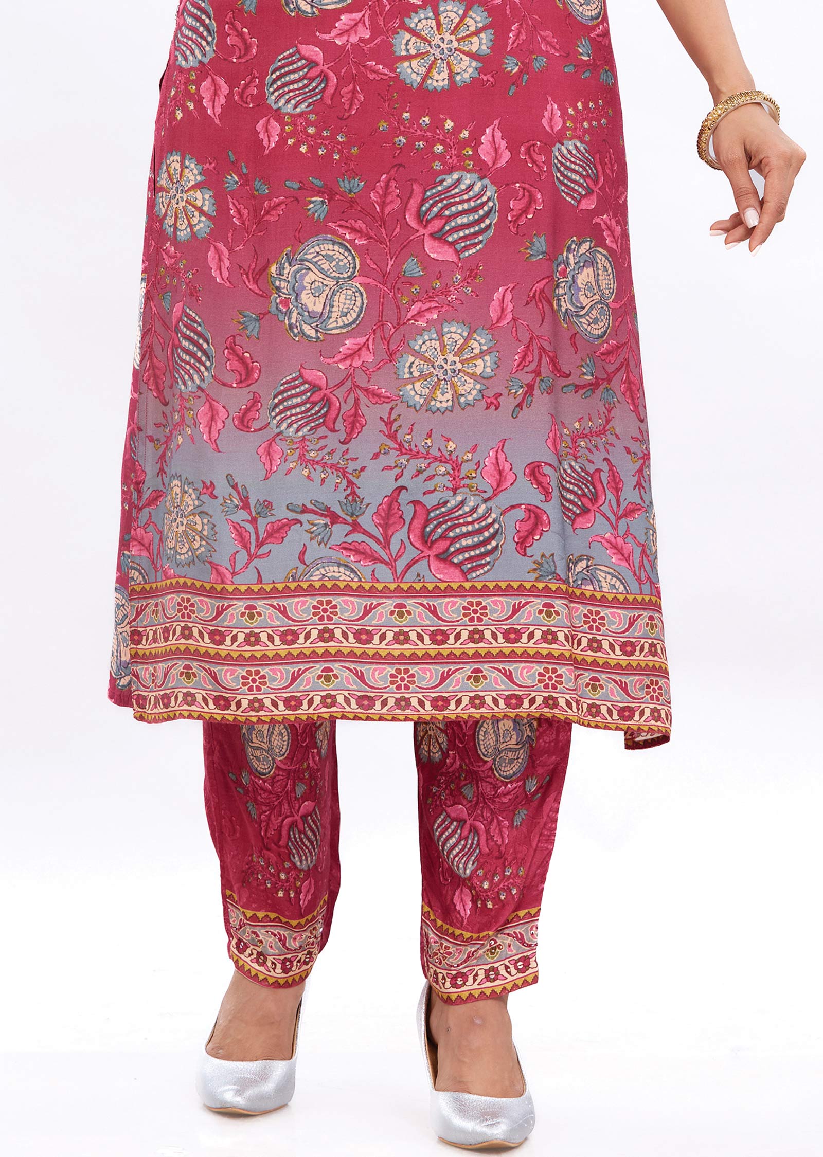 Magenta Muslin Kurti Sets