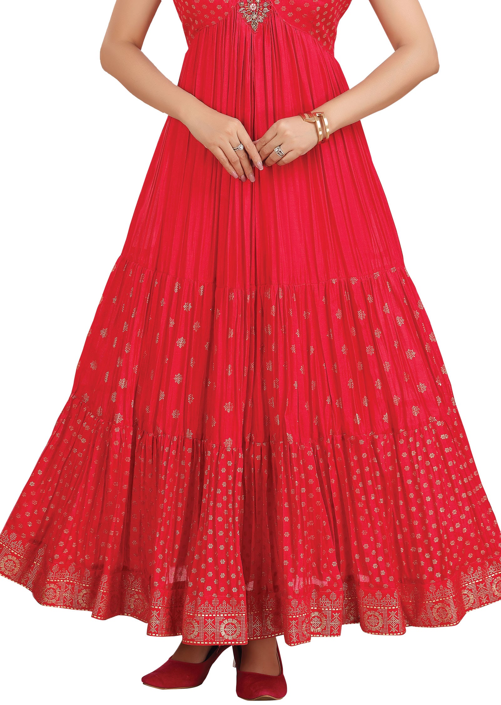 Red Silk Kurti Full length