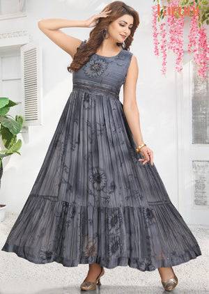 Grey Georgette Kurti Full length