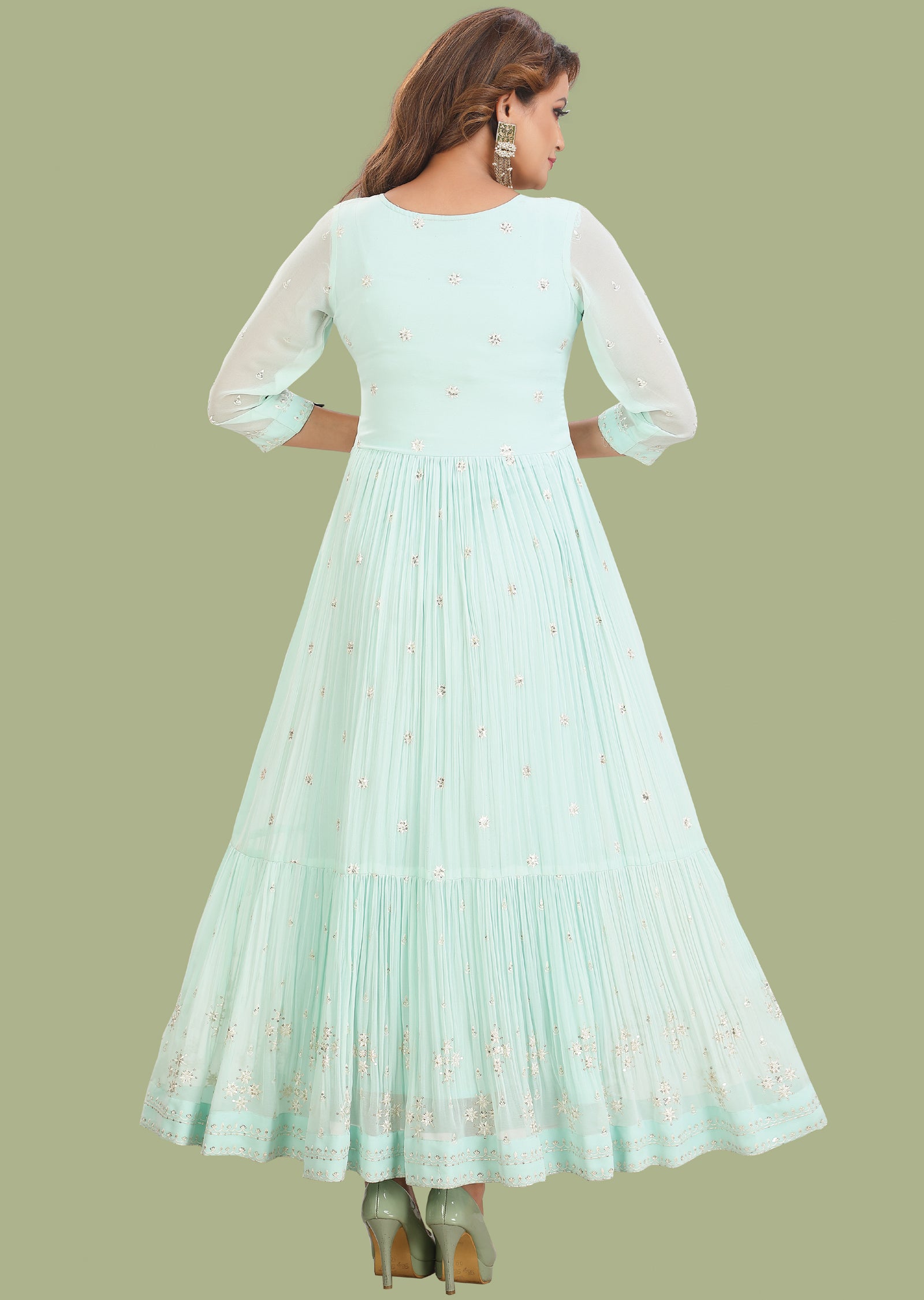 Light Green Georgette Kurtis Full Length