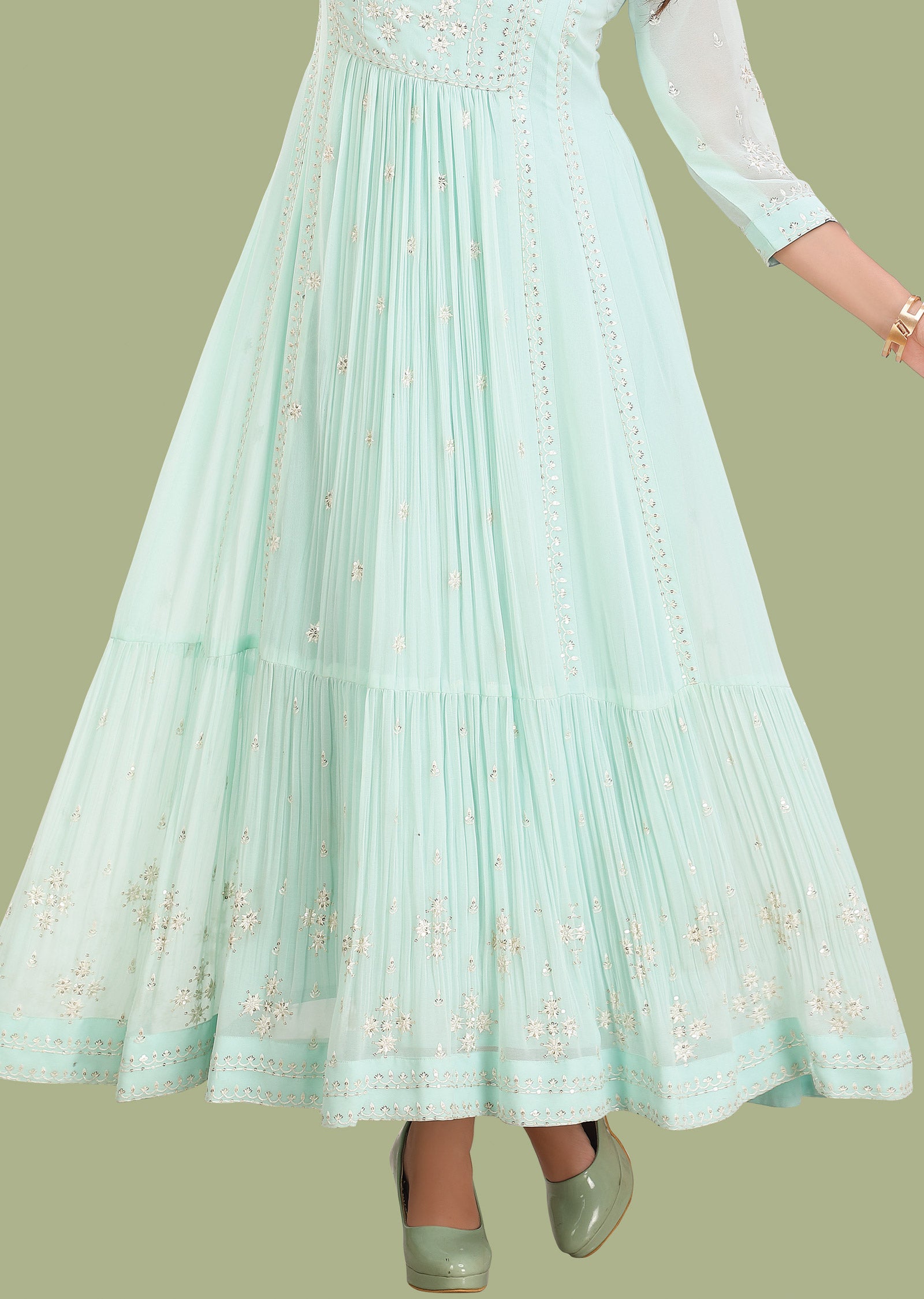 Light Green Georgette Kurtis Full Length