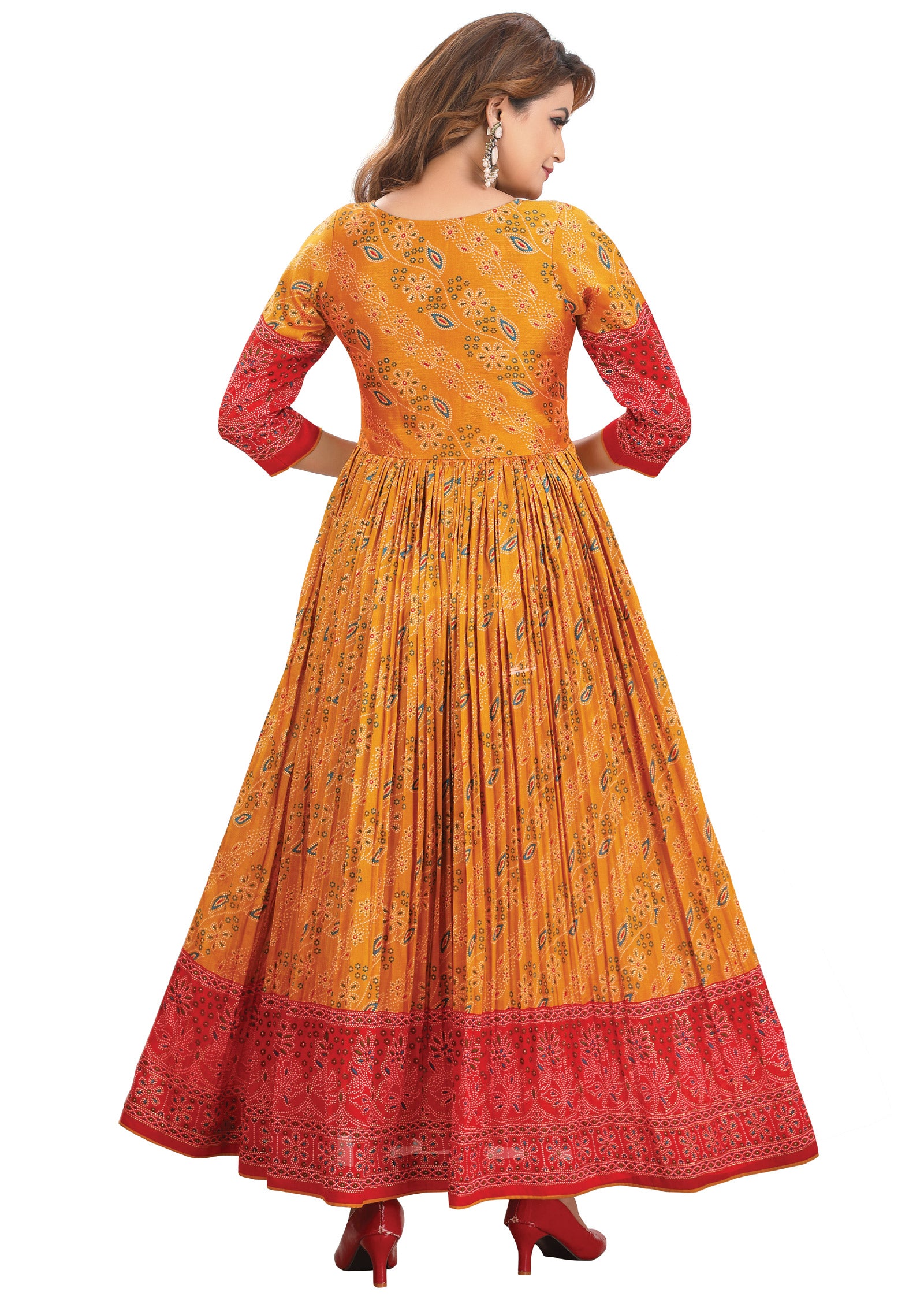 Mustard Silk Kurtis Full Length