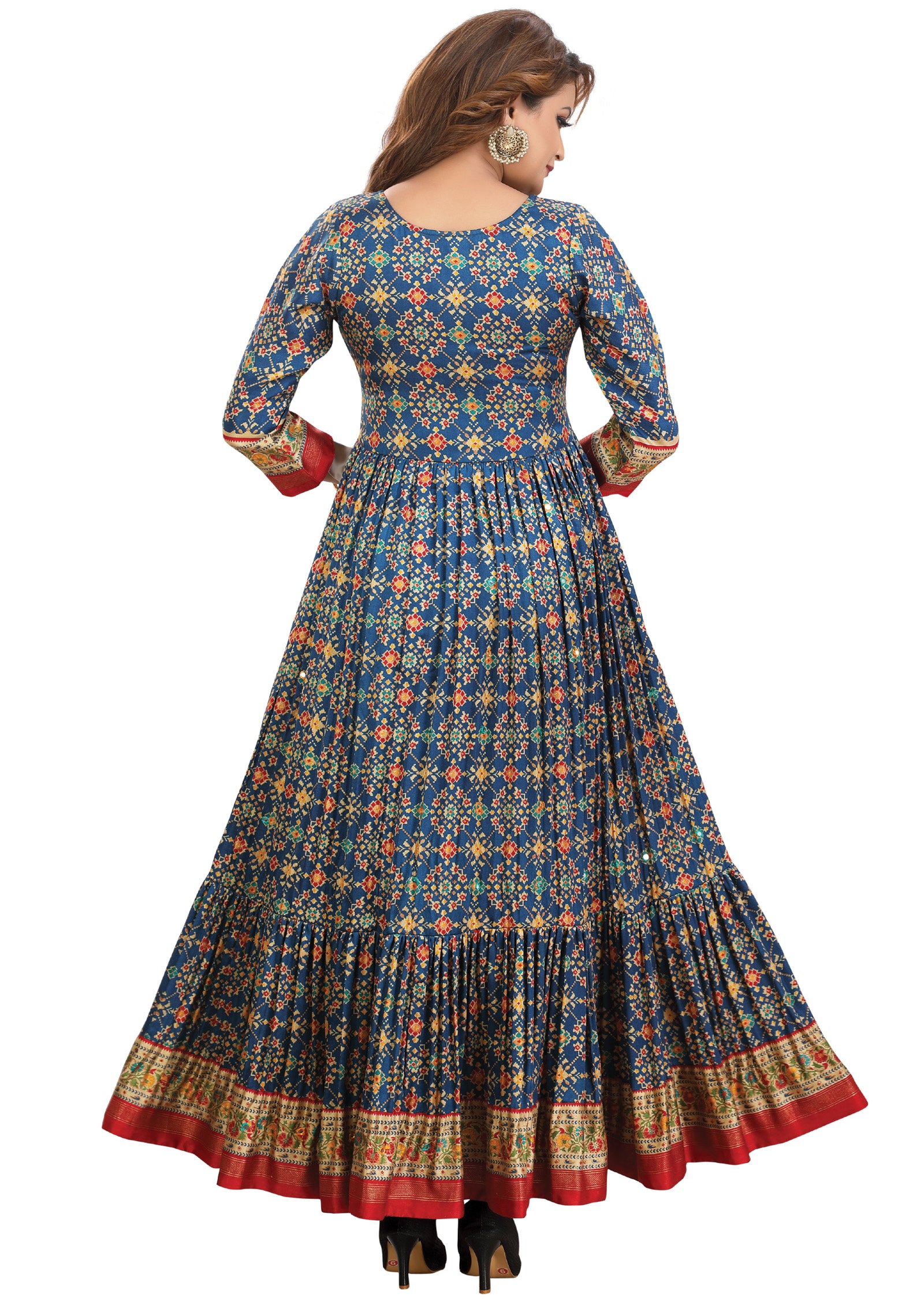 Rama Blue Silk Kurtis Full Length