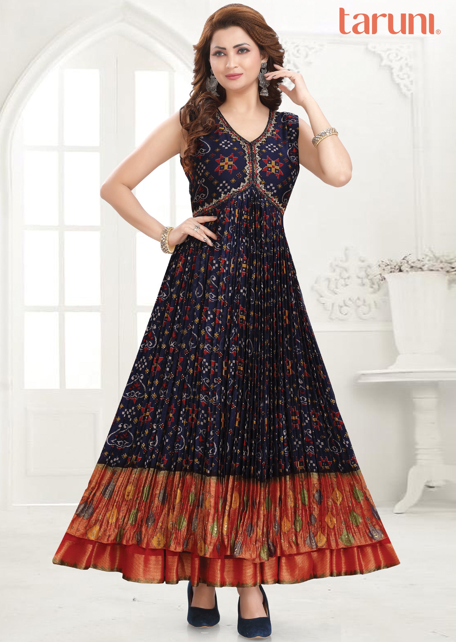 Navy blue Chiffon Kurti Full Length