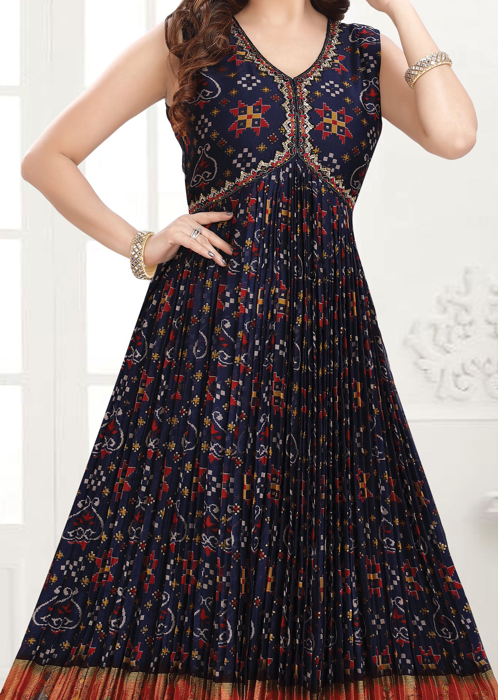 Navy blue Chiffon Kurti Full Length