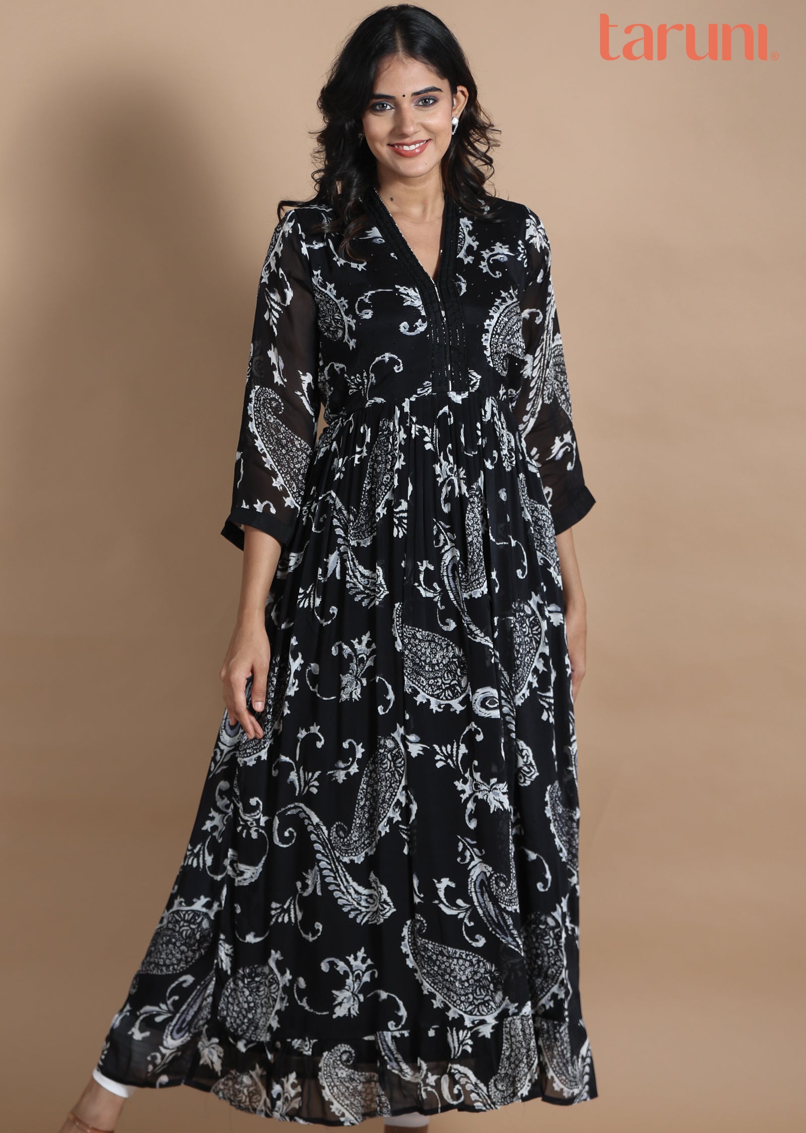 Black Chinnon Kurti Full Length