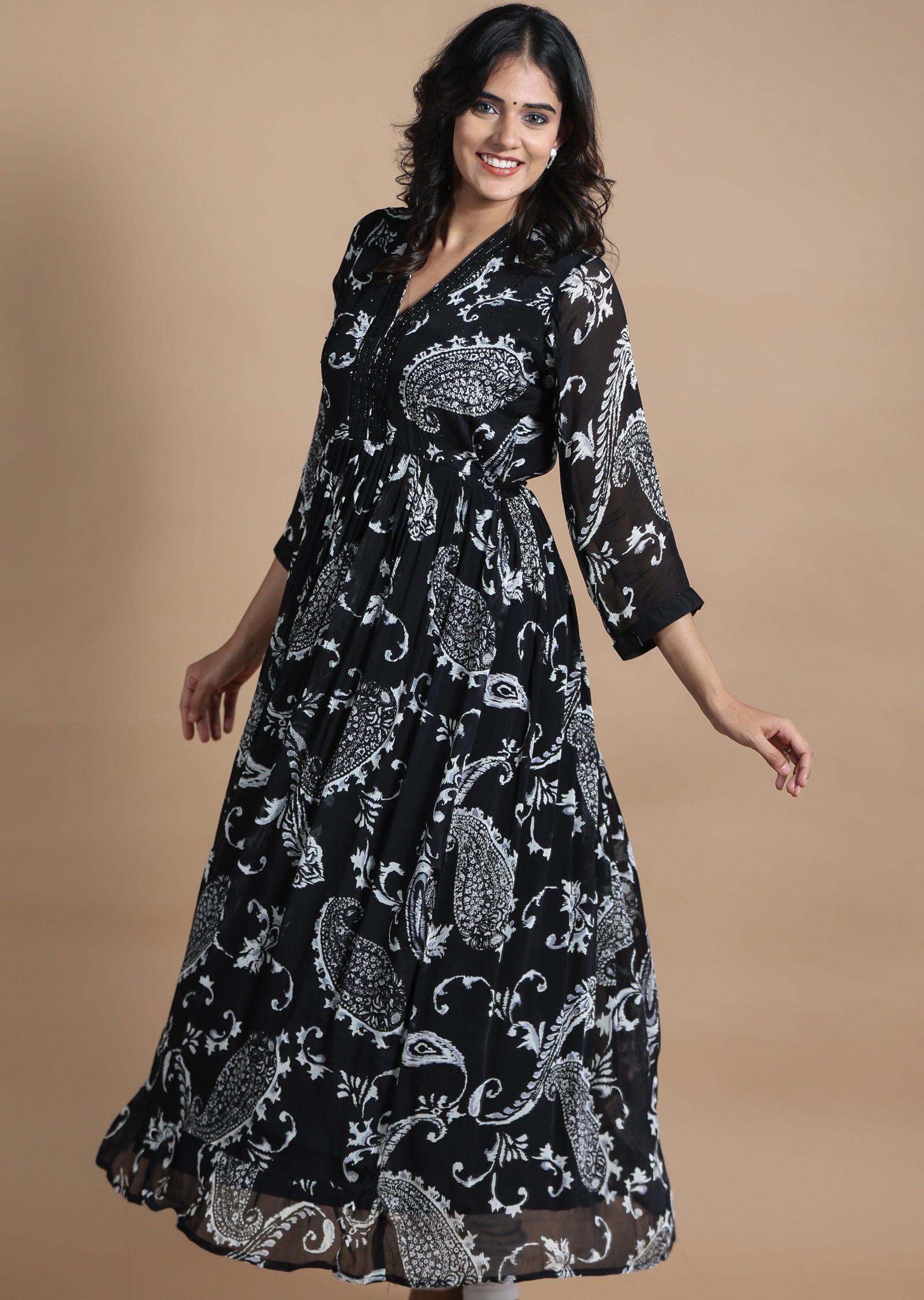 Black Chinnon Kurti Full Length