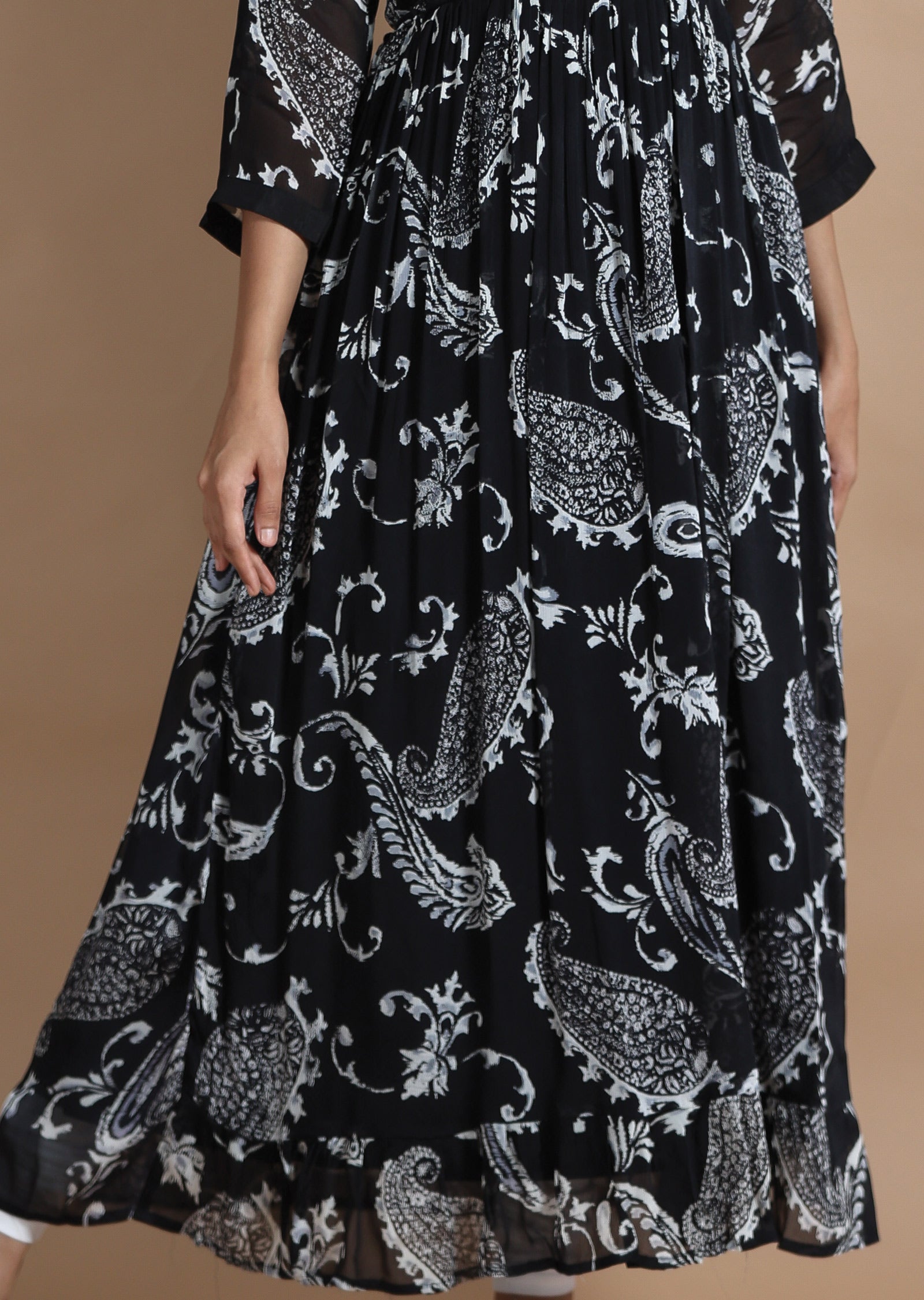 Black Chinnon Kurti Full Length