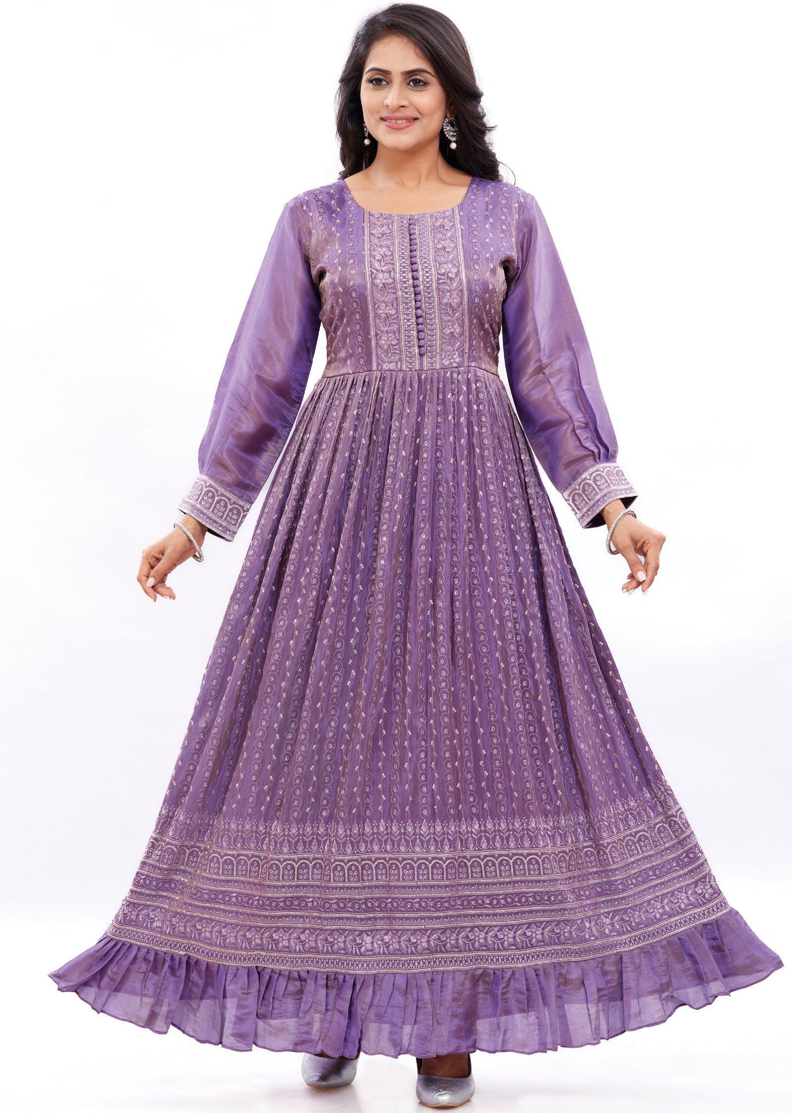 Purple Silk Kurti Full Length