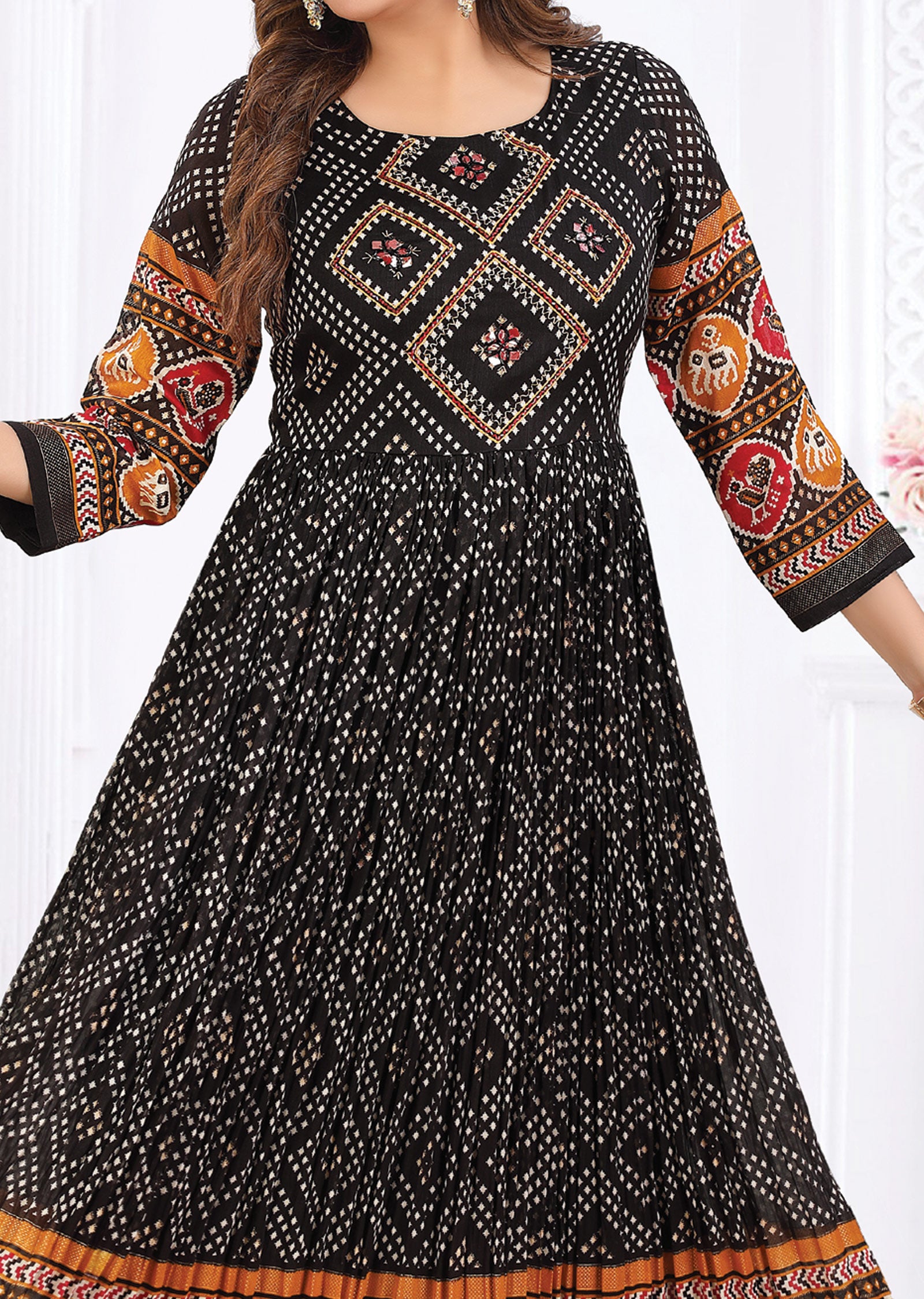 Black Silk Kurti Full Length