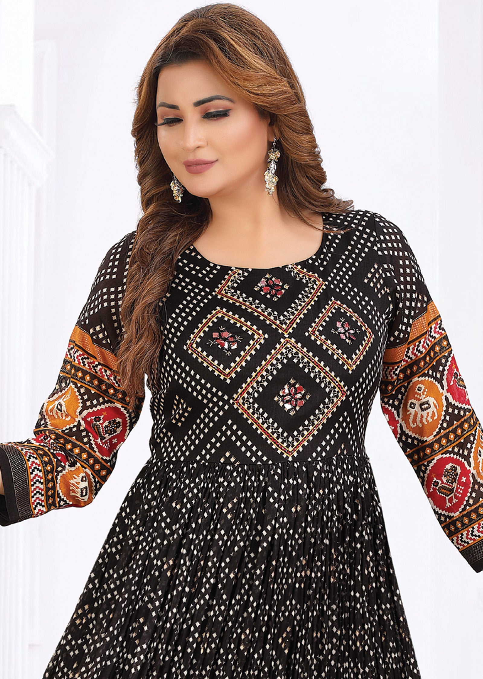 Black Silk Kurti Full Length