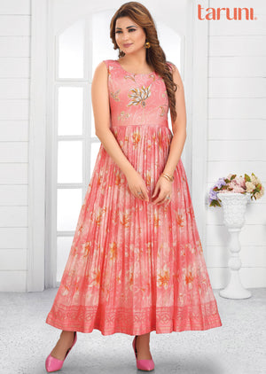 Baby Pink Brasso Kurti Full Length