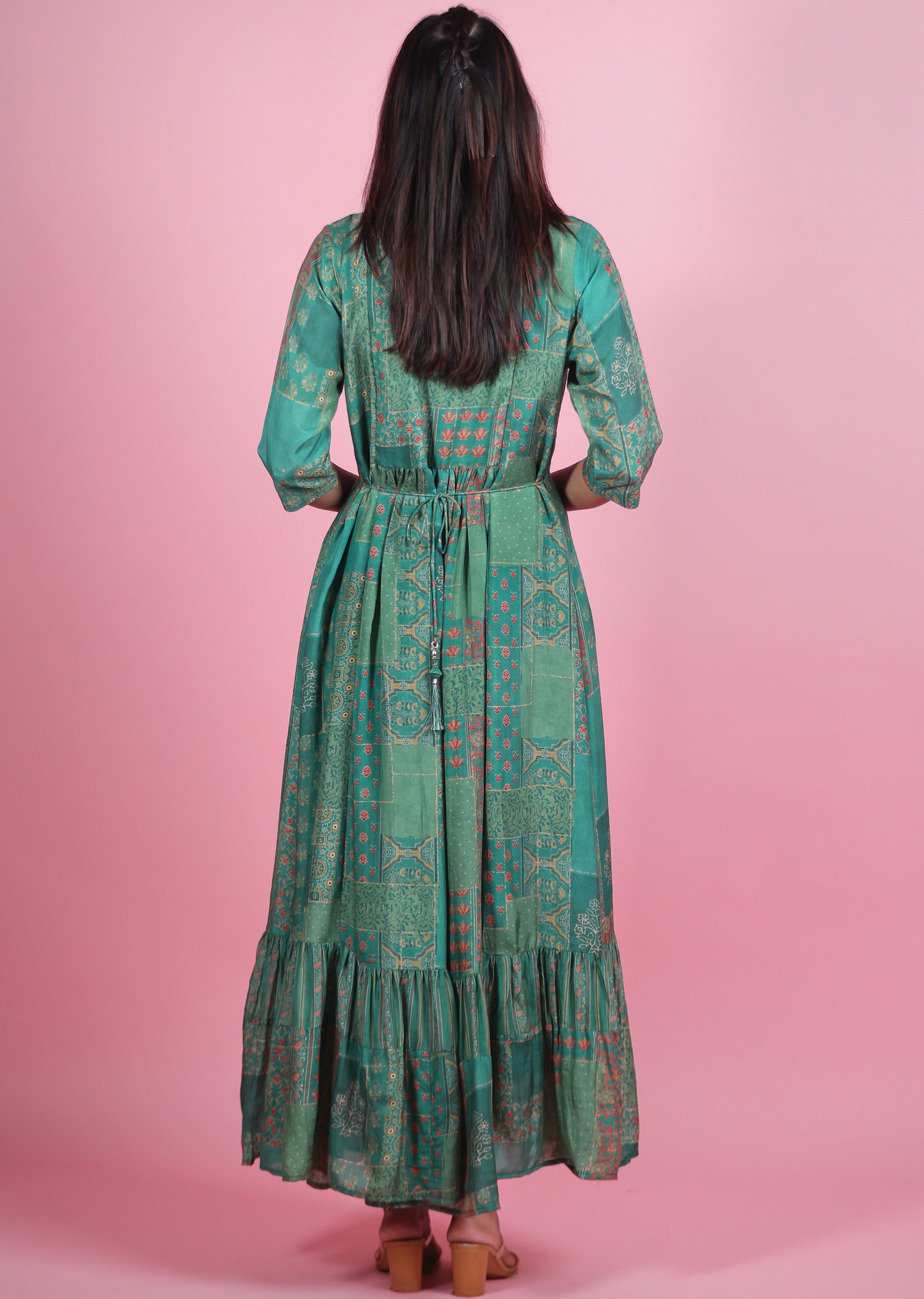 Green Muslin Kurti Full Length