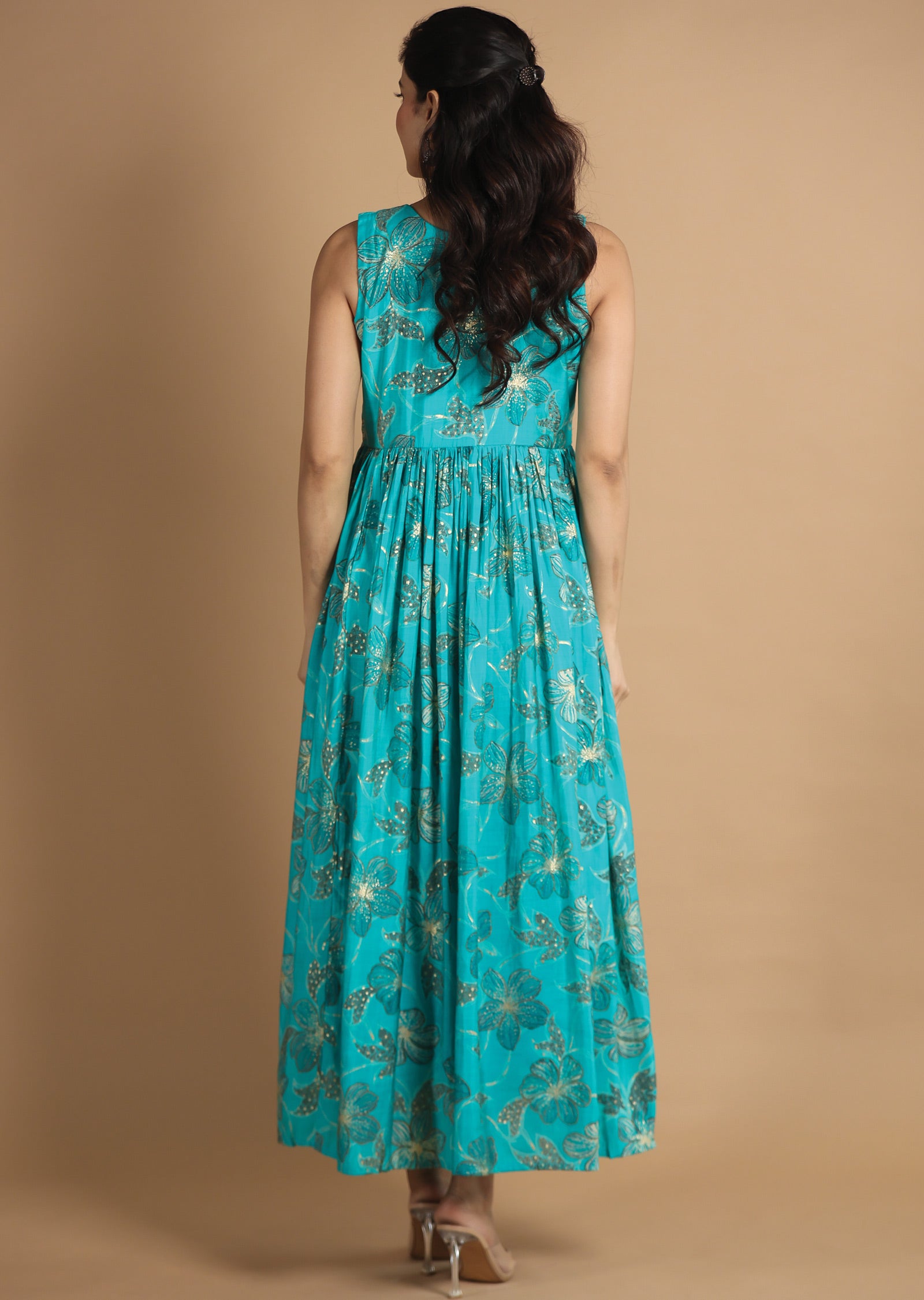 Blue Muslin Kurti Full Length