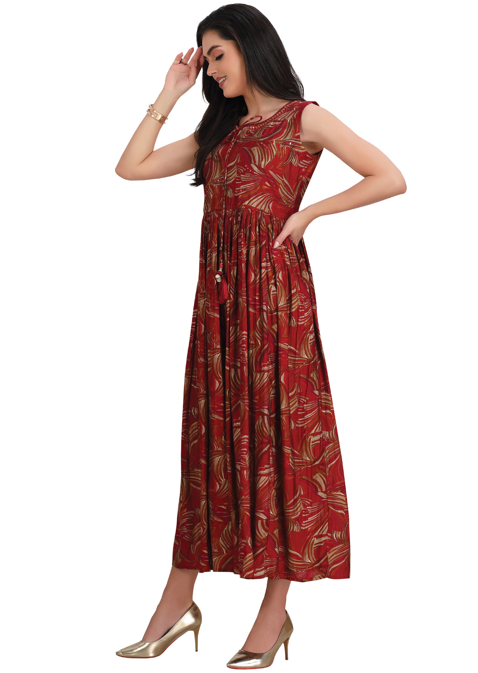 Maroon Muslin Kurti Full Length