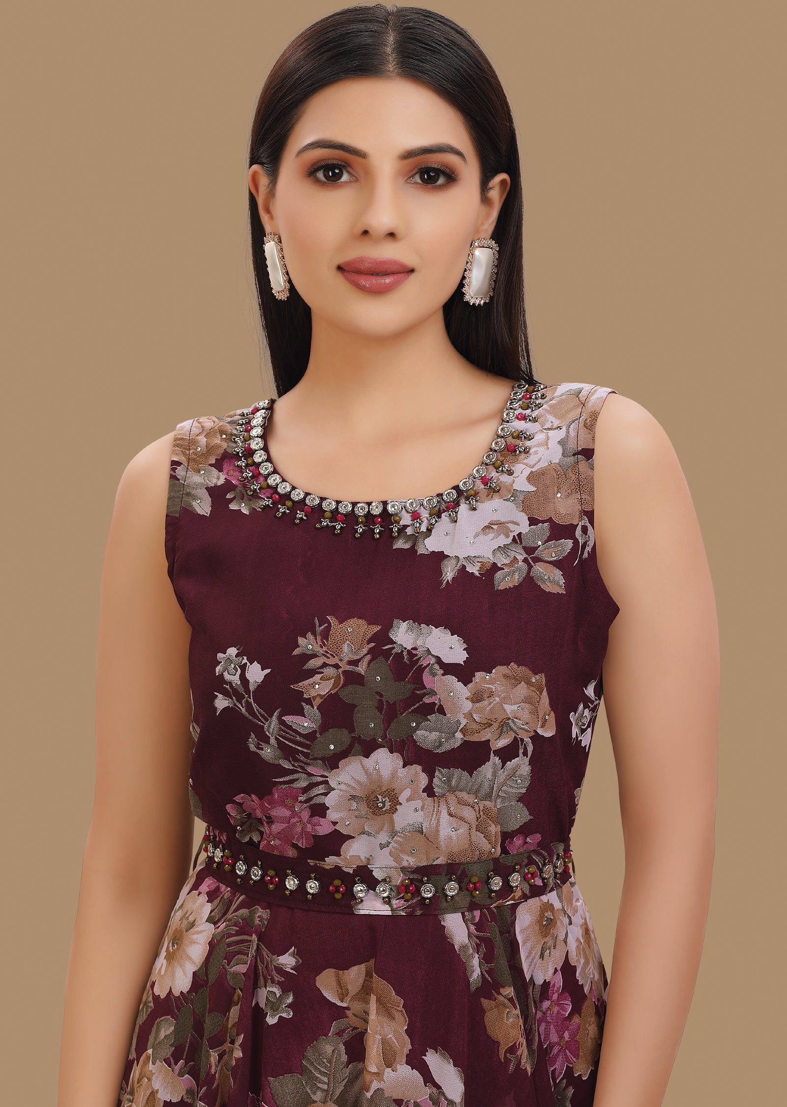 Magenta Georgette Kurti Full Length