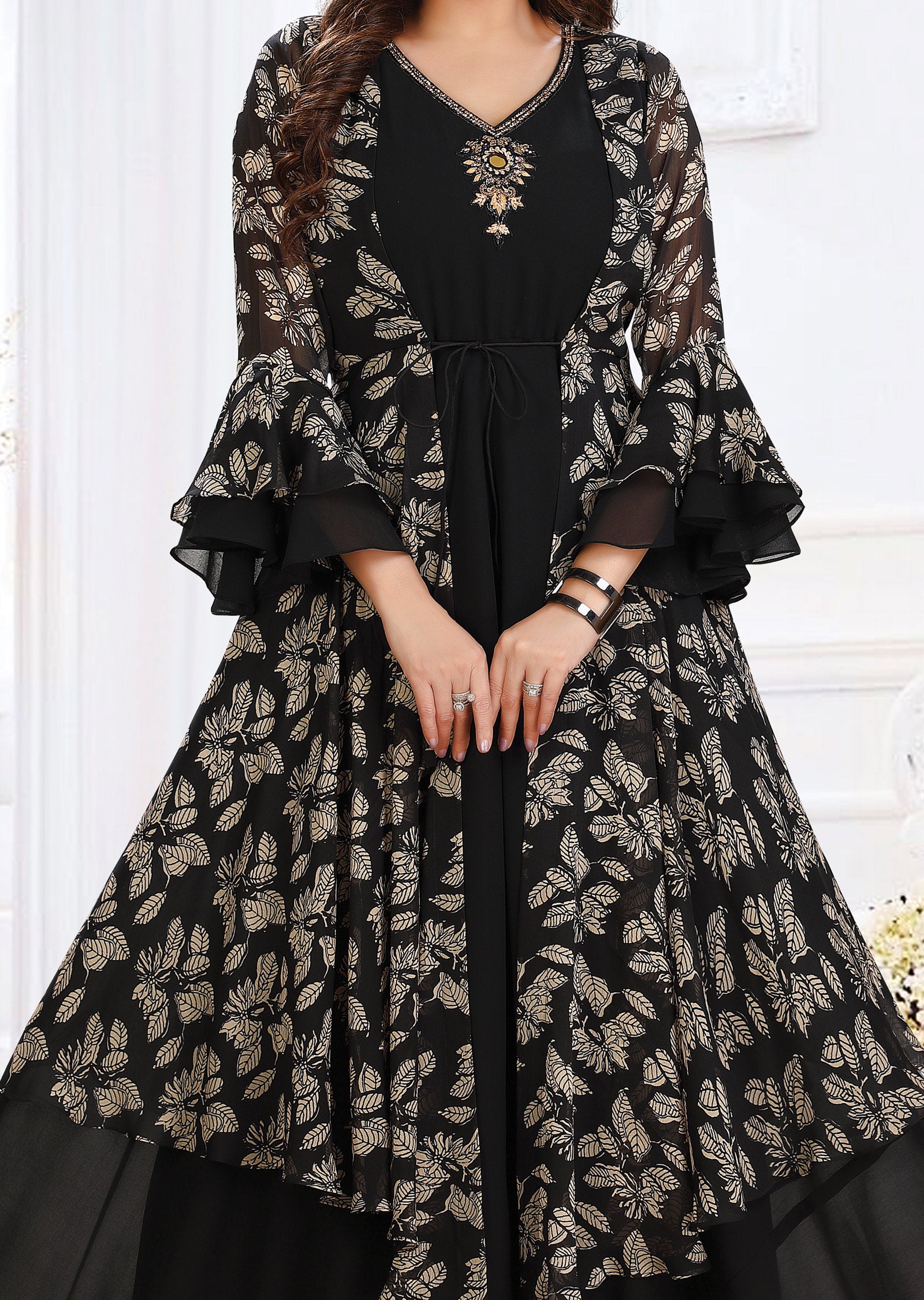 Black Georgette Kurti Full Length